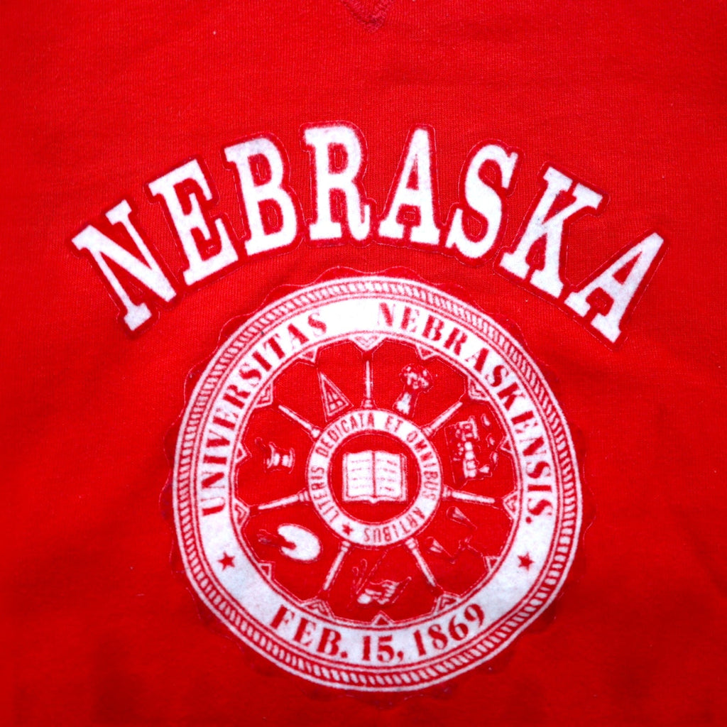 Maglietta di cotone RUSSELL ATHLETIC, anni '90, made in USA, stampa universitaria, taglia XL, rossa, felpata NEBRASKA