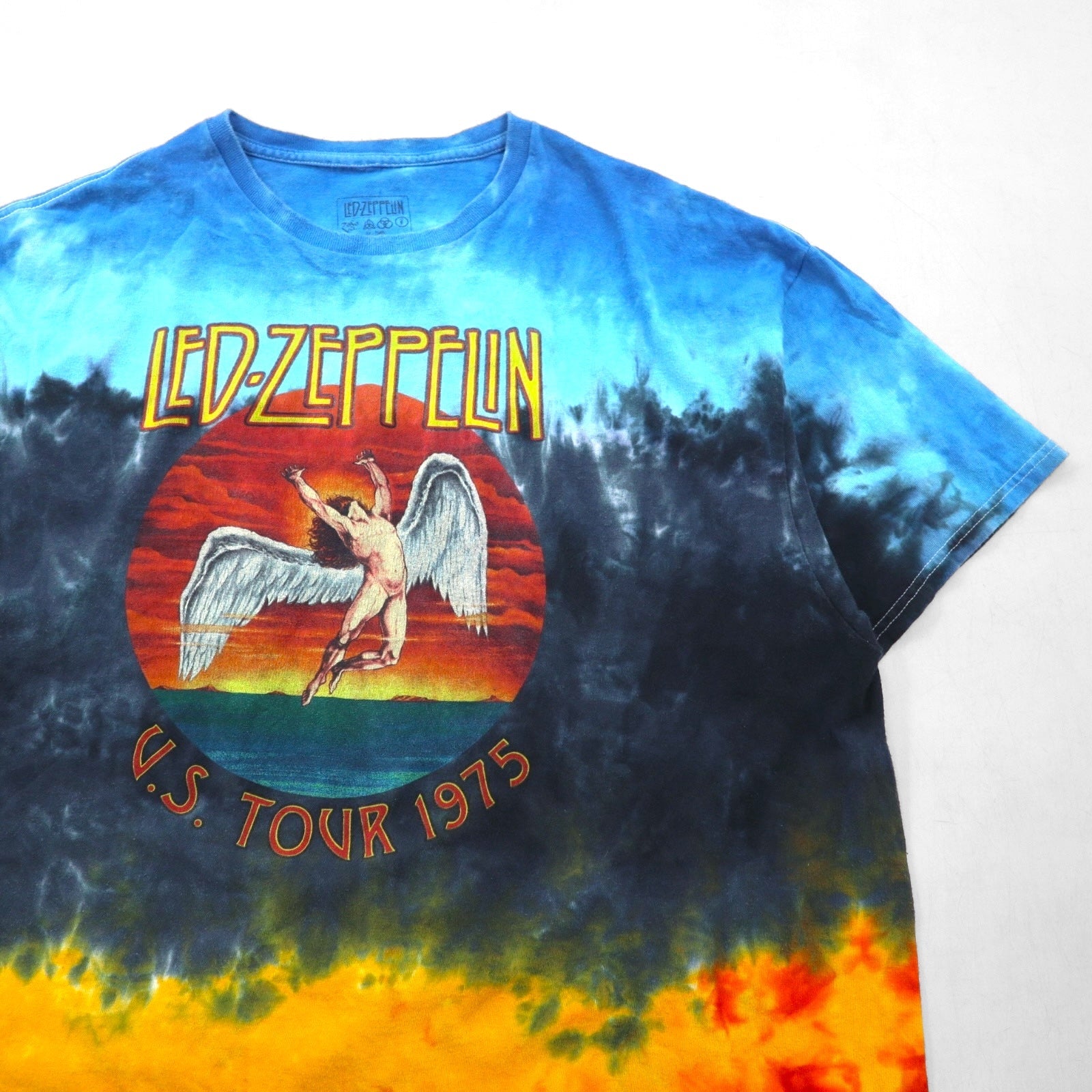 LED ZEPPELIN T-shirt ufficiale rock band 2XL multicolore tie-dye cotone U.S. TOUR 1975