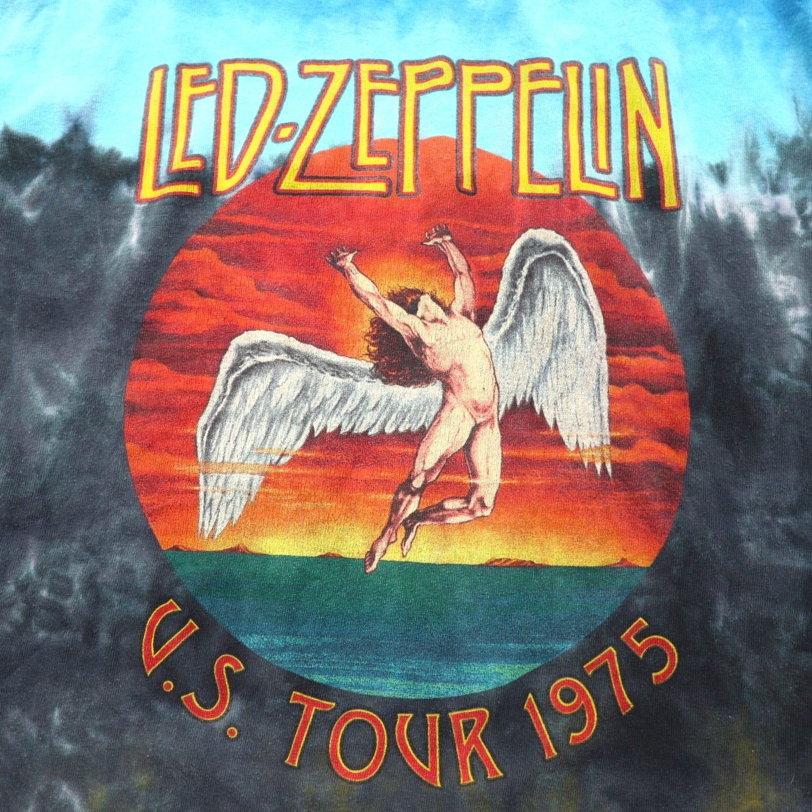 LED ZEPPELIN T-shirt ufficiale rock band 2XL multicolore tie-dye cotone U.S. TOUR 1975