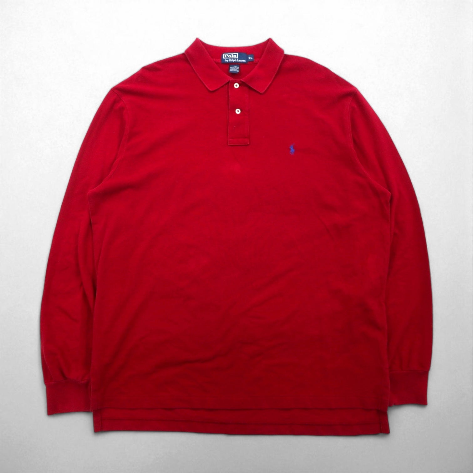 Polo Ralph Lauren 90年代 ビッグサイズ 長袖ポロシャツ ラガーシャツ XL レッド 鹿の子 スモールポニー刺繡