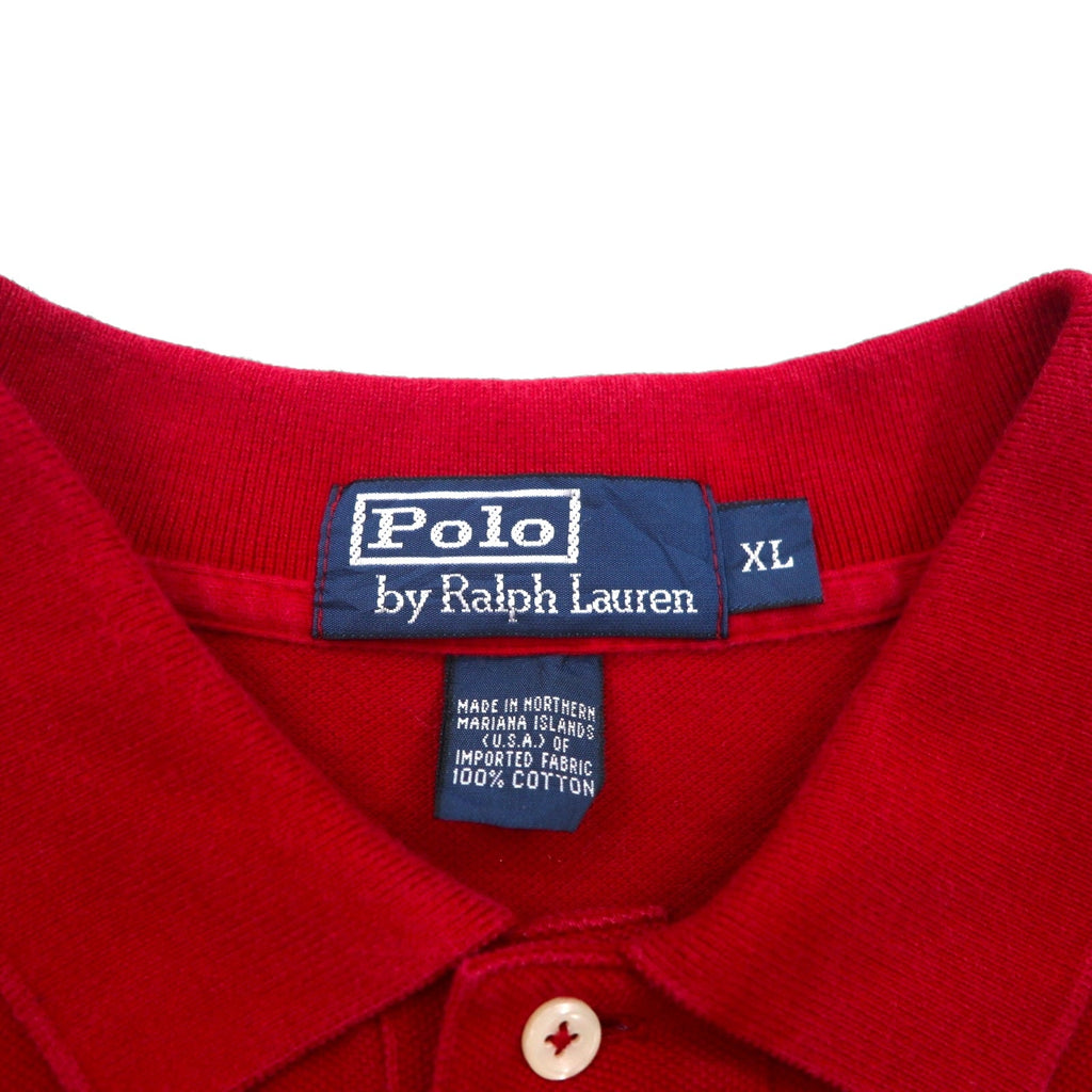 Polo Ralph Lauren 90年代 ビッグサイズ 長袖ポロシャツ ラガーシャツ XL レッド 鹿の子 スモールポニー刺繡