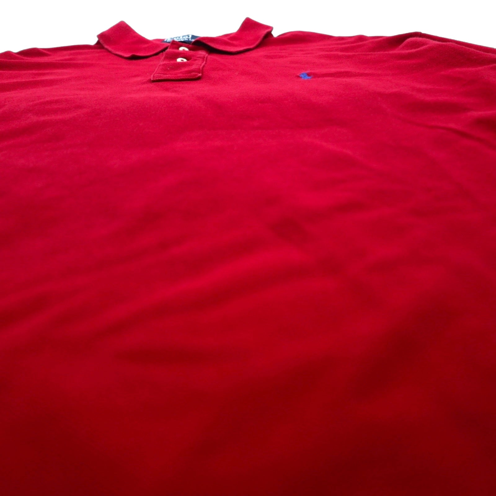 Polo Ralph Lauren 90年代 ビッグサイズ 長袖ポロシャツ ラガーシャツ XL レッド 鹿の子 スモールポニー刺繡