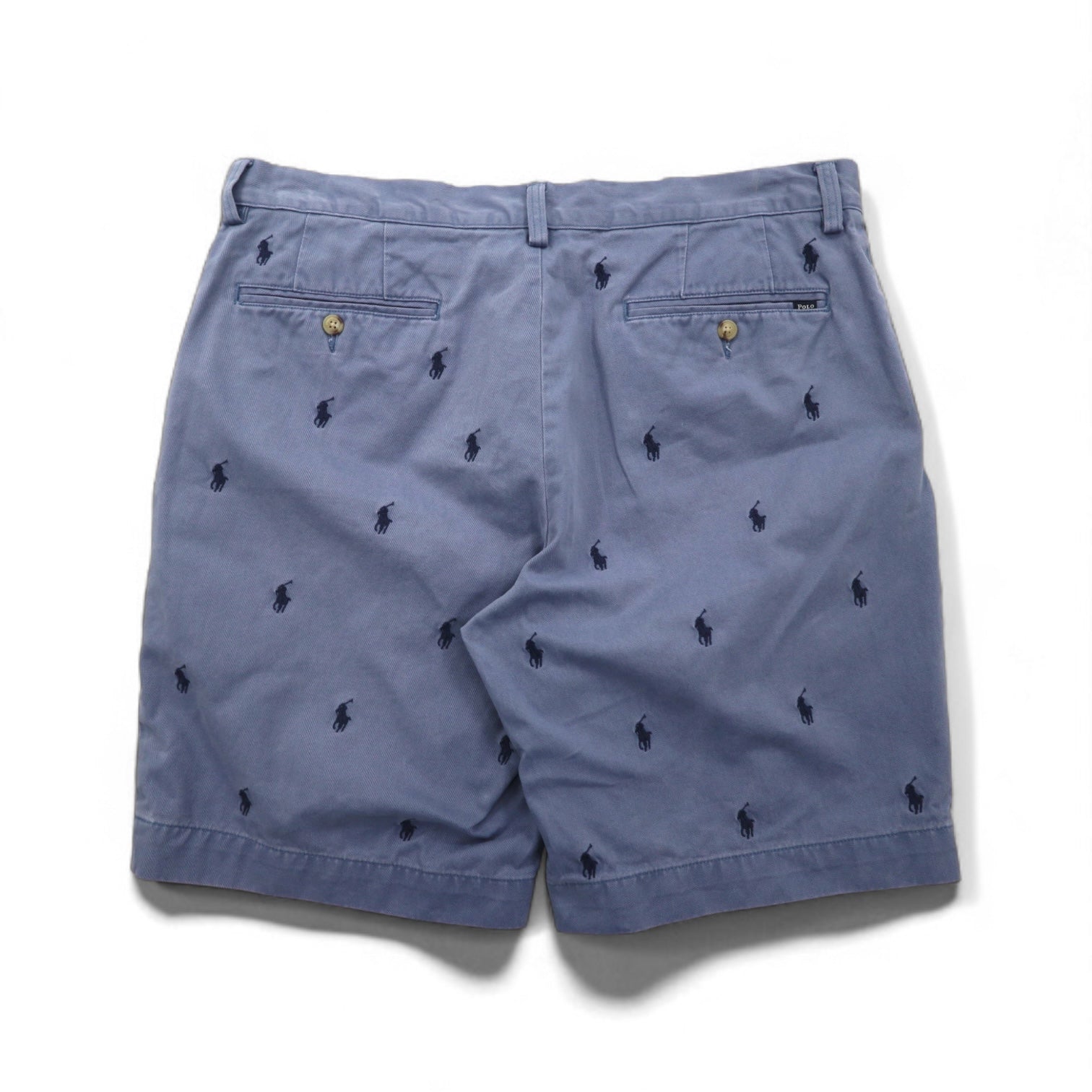 POLO RALPH LAUREN Pantaloncini ricamati all-over pony, in cotone, taglia L, blu navy