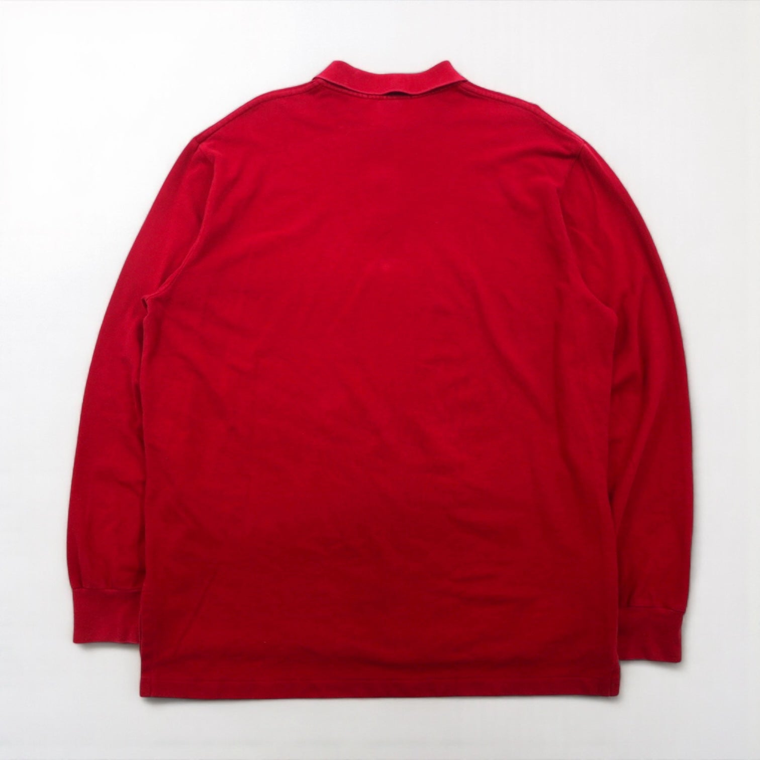 Polo Ralph Lauren 90年代 ビッグサイズ 長袖ポロシャツ ラガーシャツ XL レッド 鹿の子 スモールポニー刺繡