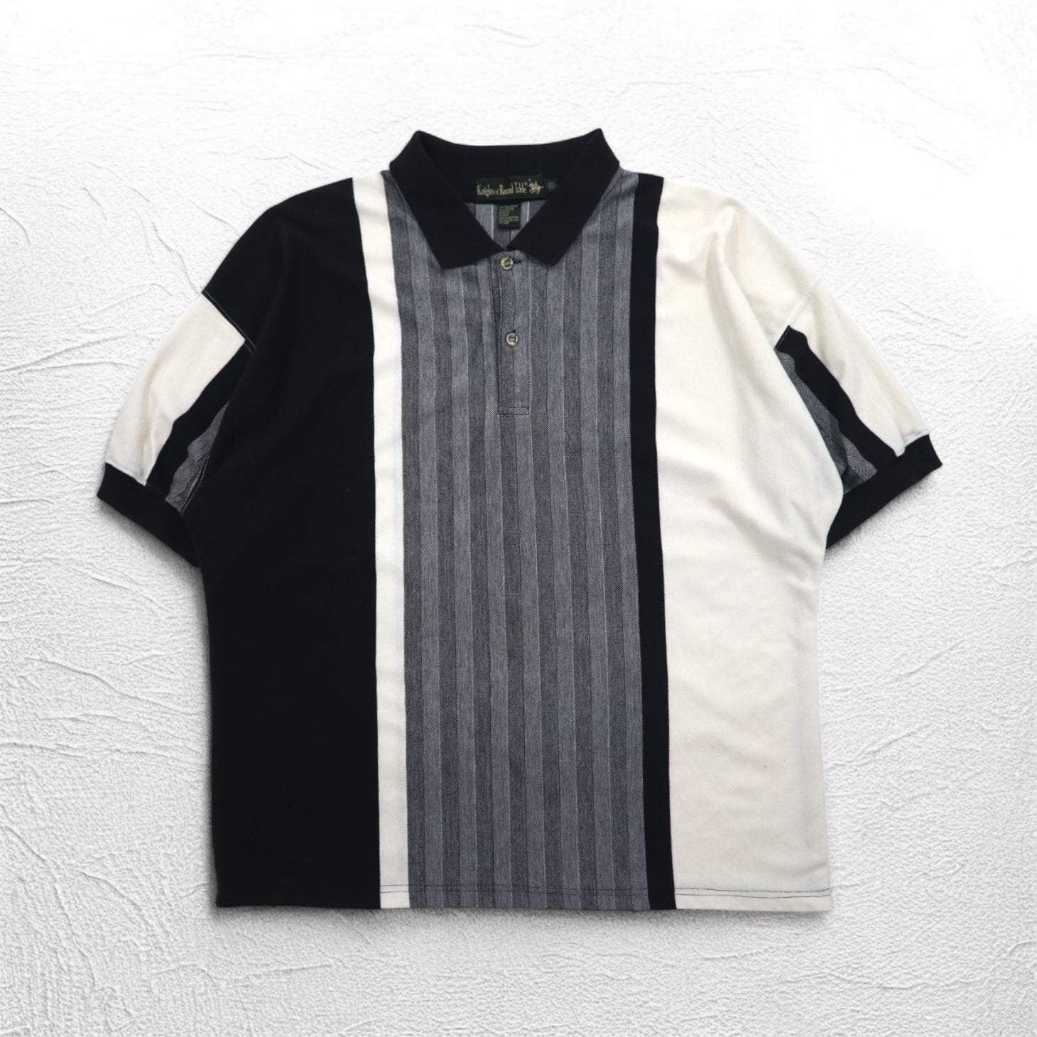 Polo Knight of Round Table anni '90, motivo pazzo, 4XL, monocromatica, cotone, oversize