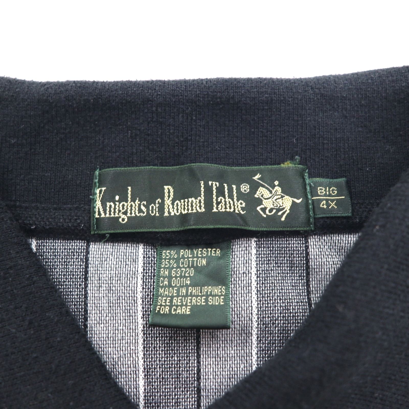 Polo Knight of Round Table anni '90, motivo pazzo, 4XL, monocromatica, cotone, oversize