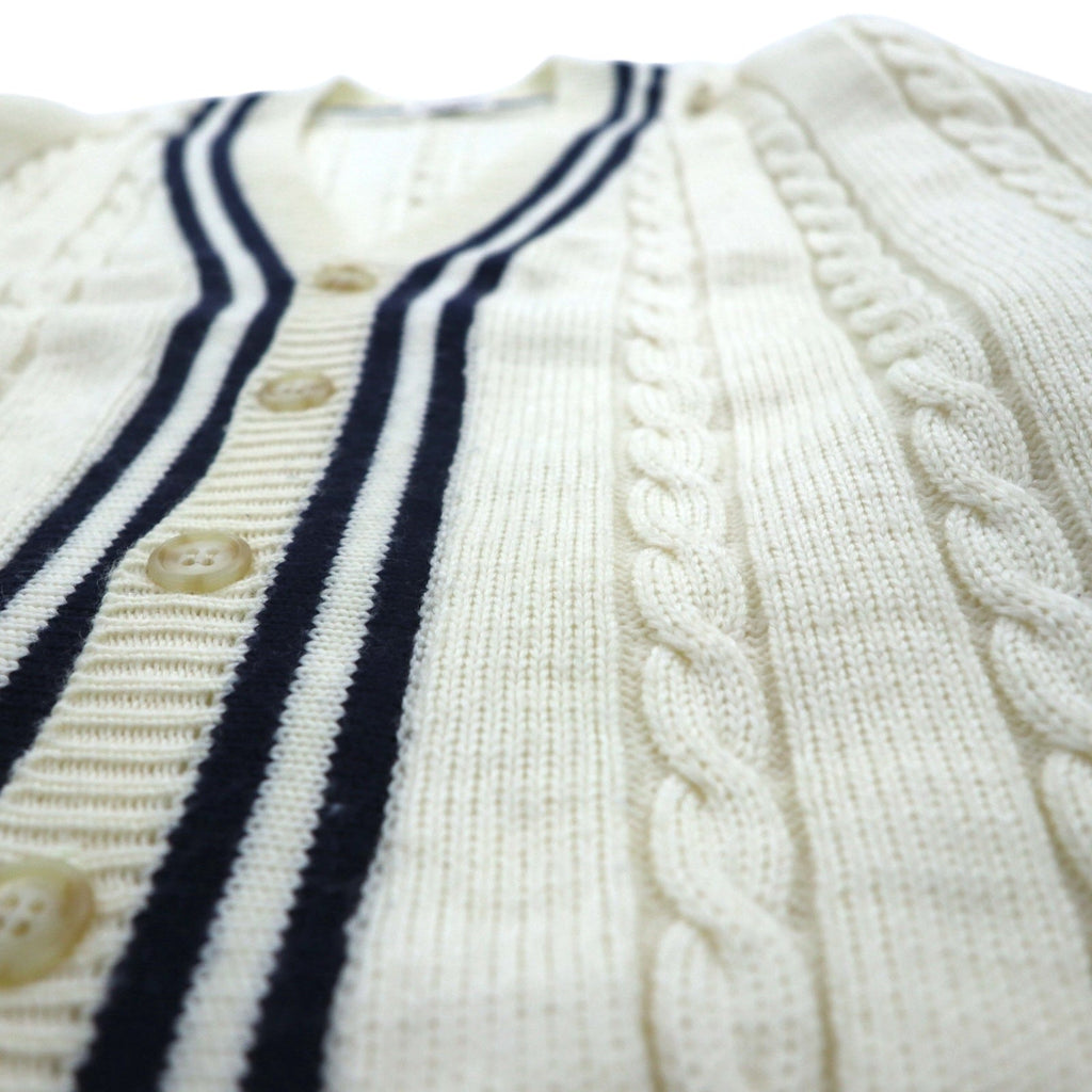 90s Japan Vintage Tilden Knit Cardigan 90年代 日本製 チルデン ニット カーディガン M ケーブル編み 生成り ESSEX ROAD CLOTHES
