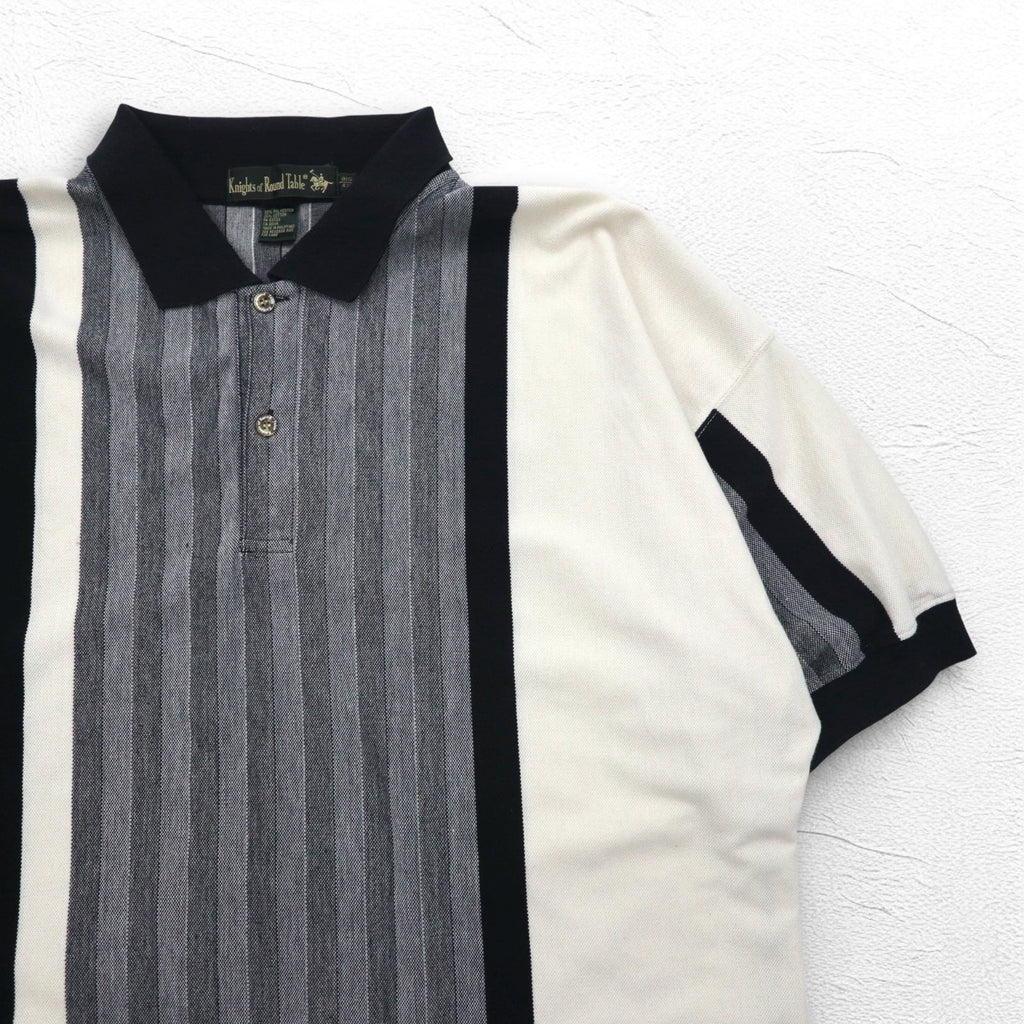 Polo Knight of Round Table anni '90, motivo pazzo, 4XL, monocromatica, cotone, oversize