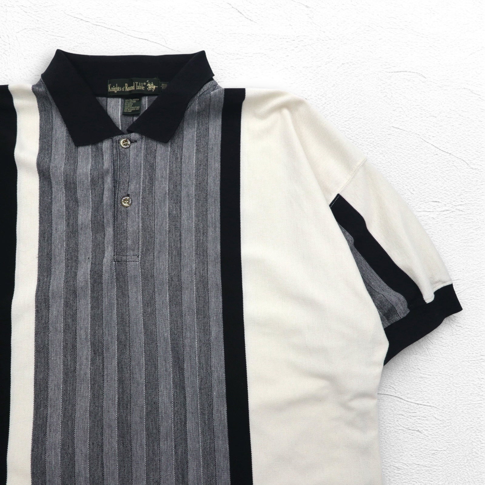 Polo Knight of Round Table anni '90, motivo pazzo, 4XL, monocromatica, cotone, oversize