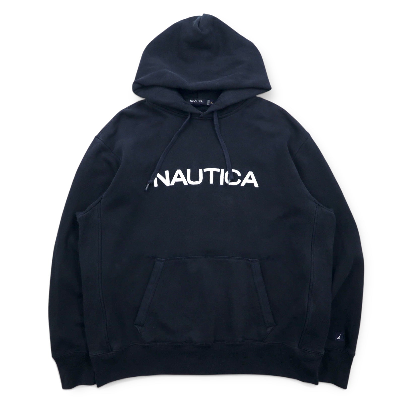 NAUTICA Felpa con Cappuccio Reverse Weave XL Nera Cotone Foderata in Felpa Ricamo Logo
