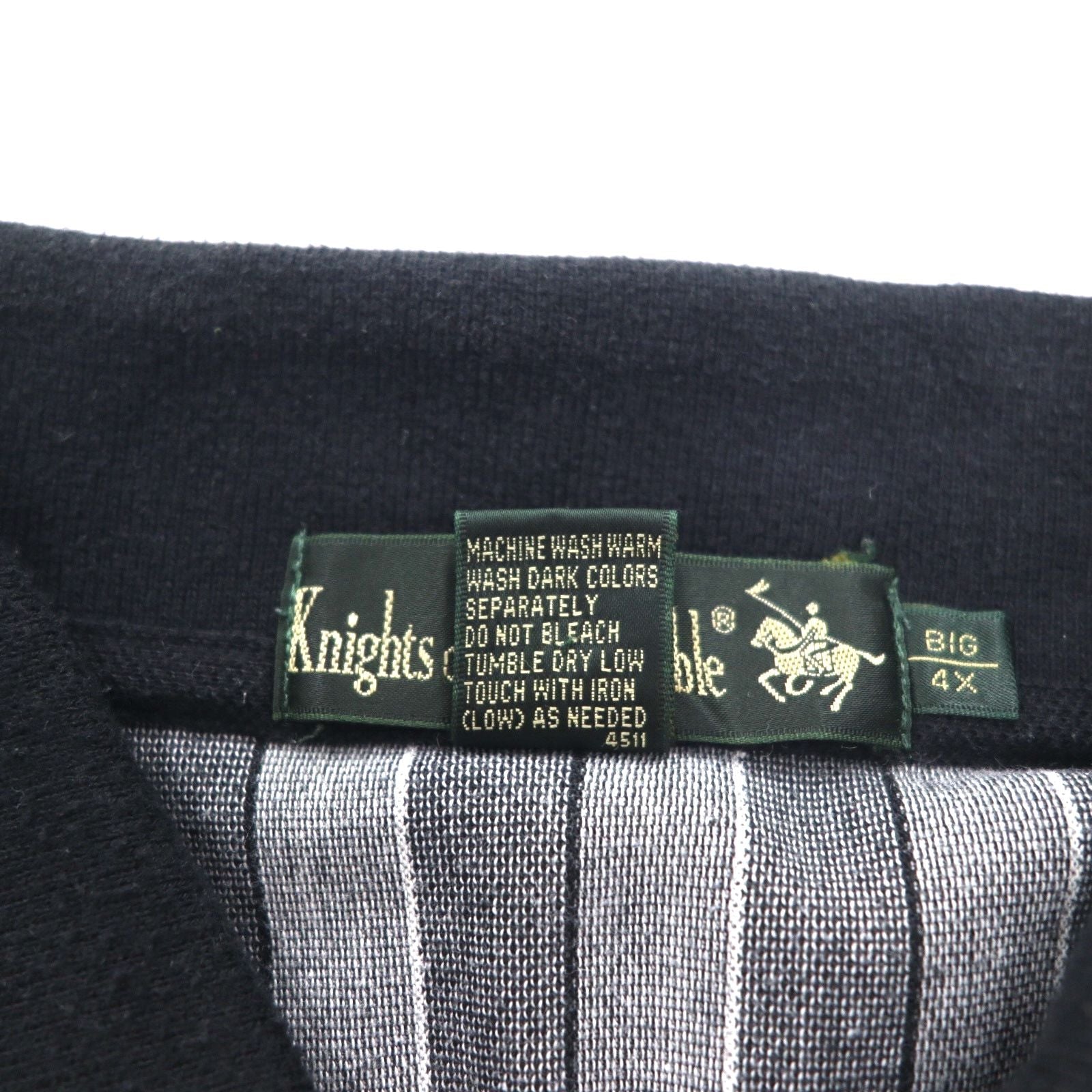 Polo Knight of Round Table anni '90, motivo pazzo, 4XL, monocromatica, cotone, oversize