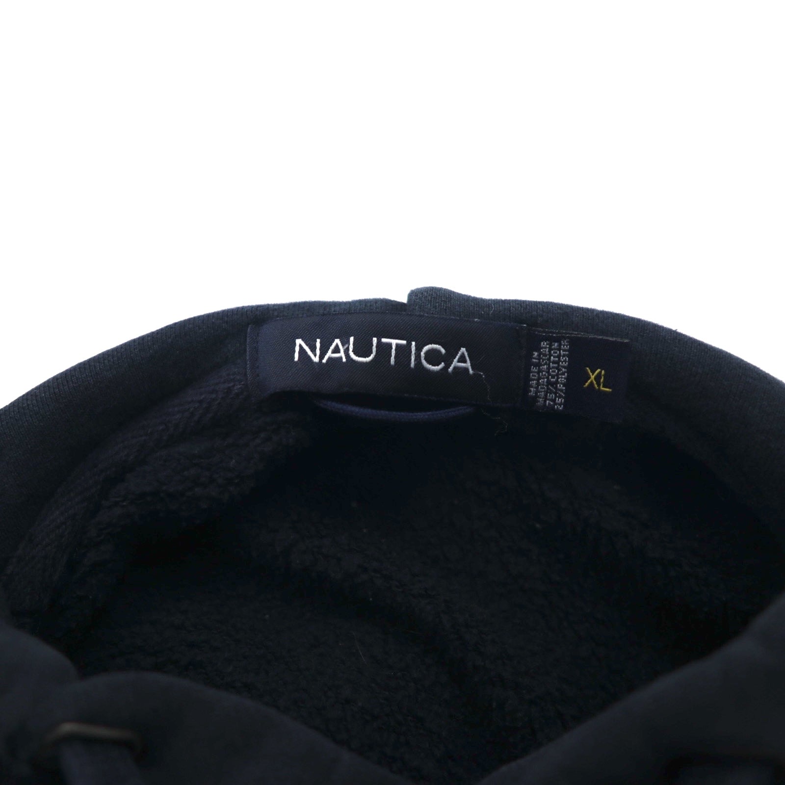 NAUTICA Felpa con Cappuccio Reverse Weave XL Nera Cotone Foderata in Felpa Ricamo Logo