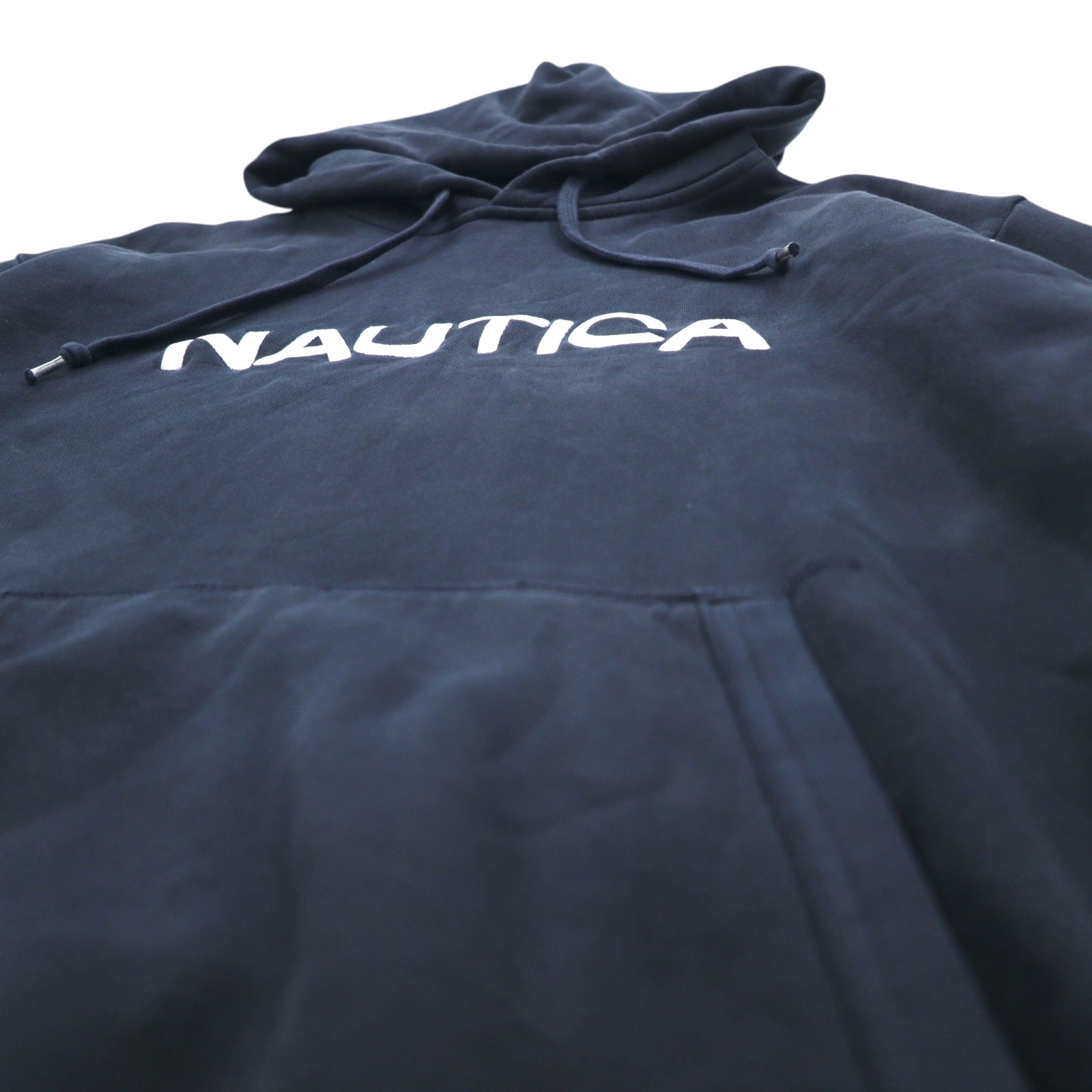 NAUTICA Felpa con Cappuccio Reverse Weave XL Nera Cotone Foderata in Felpa Ricamo Logo