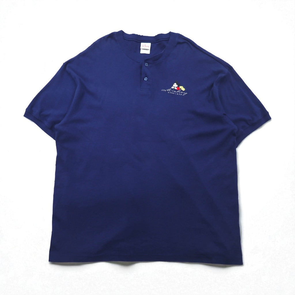 The Disney Store Anni '90 Top con scollo a serafino Mickey Mouse 2XL Blu navy Ricamo logo Disney Personaggio