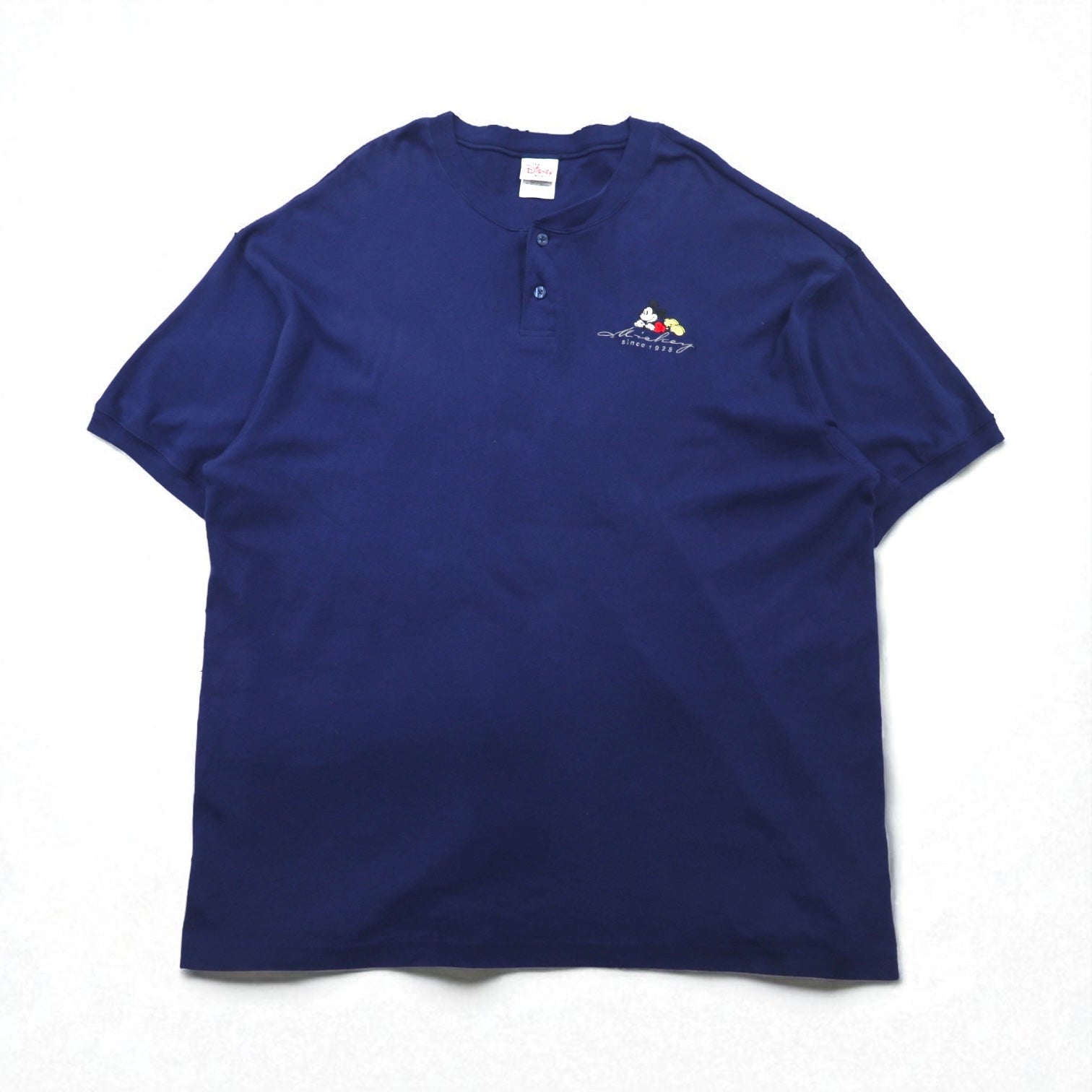 The Disney Store Anni '90 Top con scollo a serafino Mickey Mouse 2XL Blu navy Ricamo logo Disney Personaggio