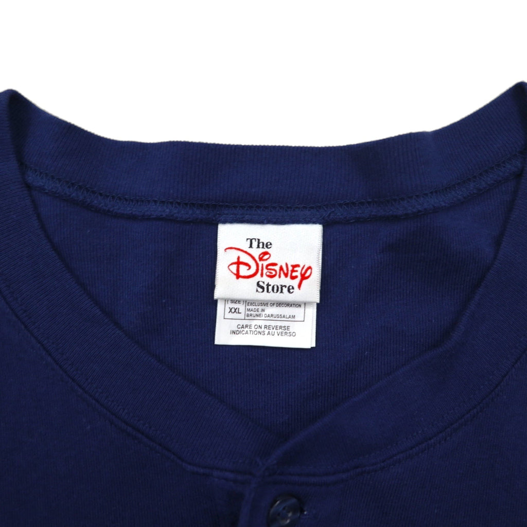 The Disney Store Anni '90 Top con scollo a serafino Mickey Mouse 2XL Blu navy Ricamo logo Disney Personaggio