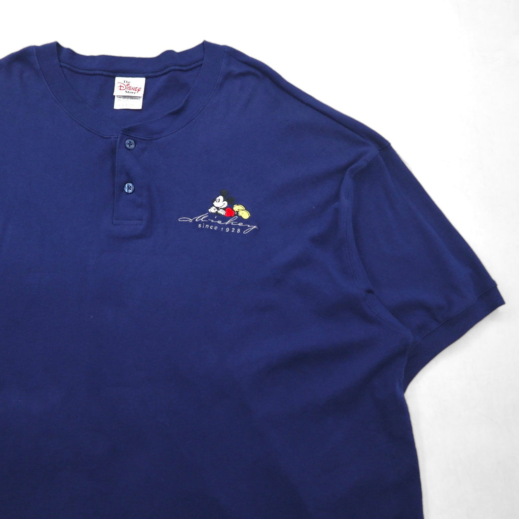 The Disney Store Anni '90 Top con scollo a serafino Mickey Mouse 2XL Blu navy Ricamo logo Disney Personaggio