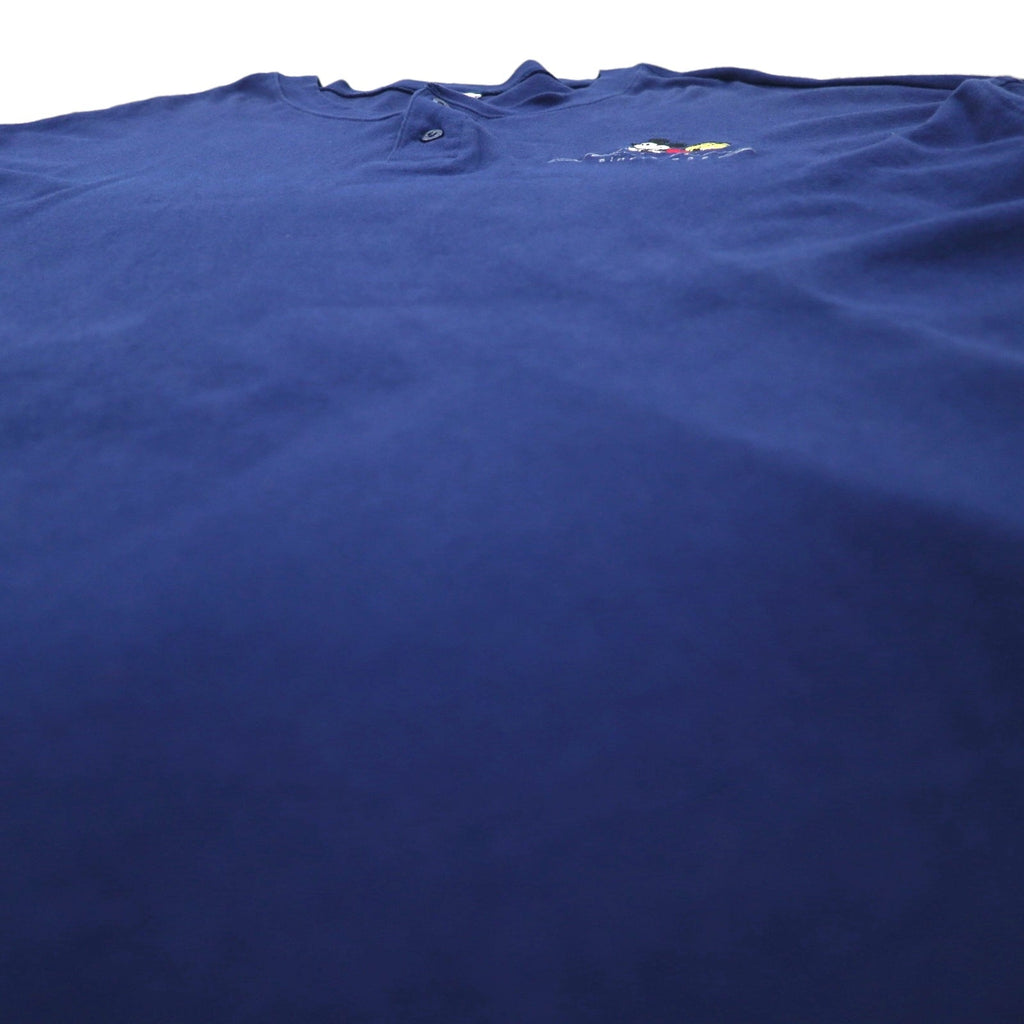 The Disney Store Anni '90 Top con scollo a serafino Mickey Mouse 2XL Blu navy Ricamo logo Disney Personaggio