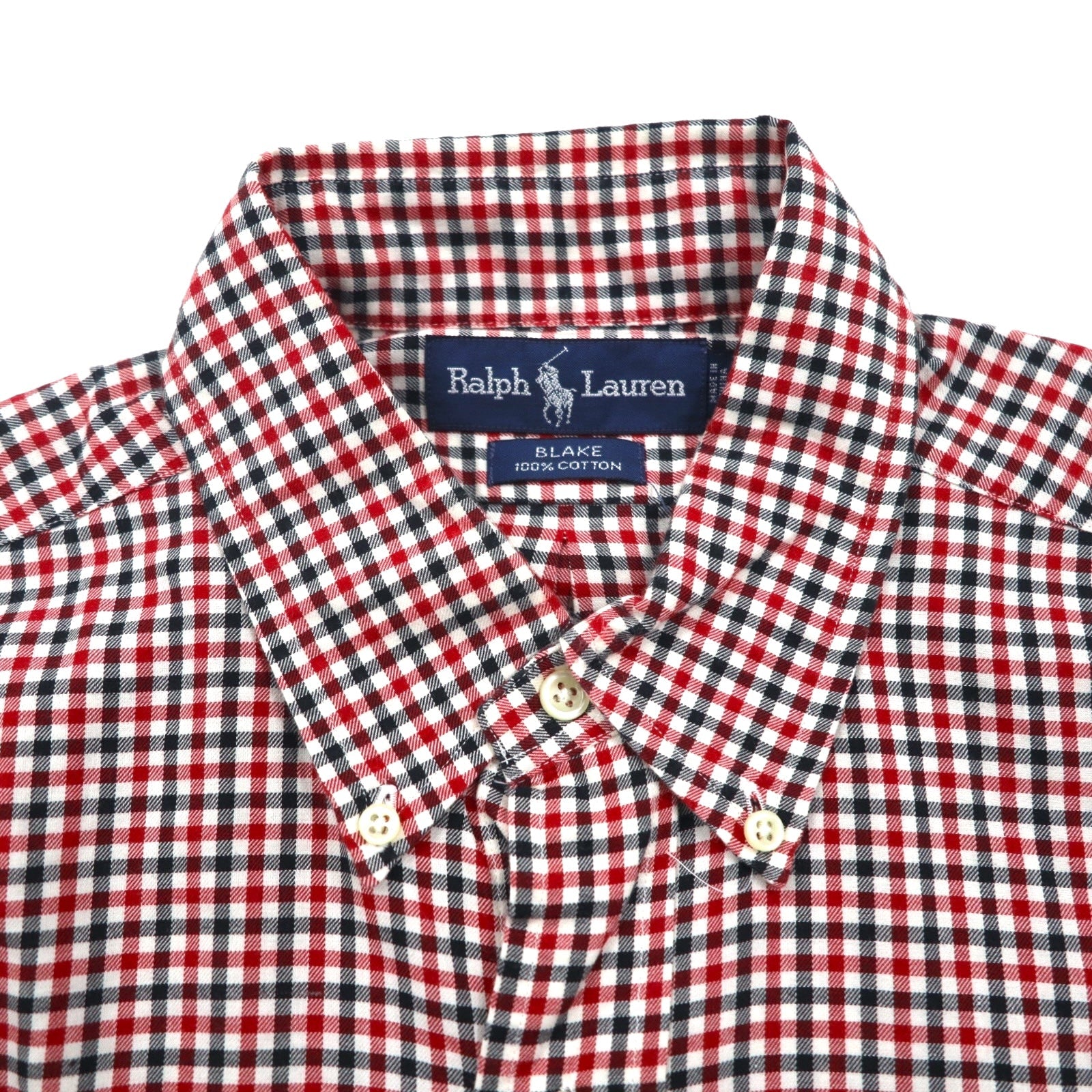 Ralph Lauren 90年代 ボタンダウン シャツ L レッド BLAKE ギンガムチェック スモールポニー刺繡
