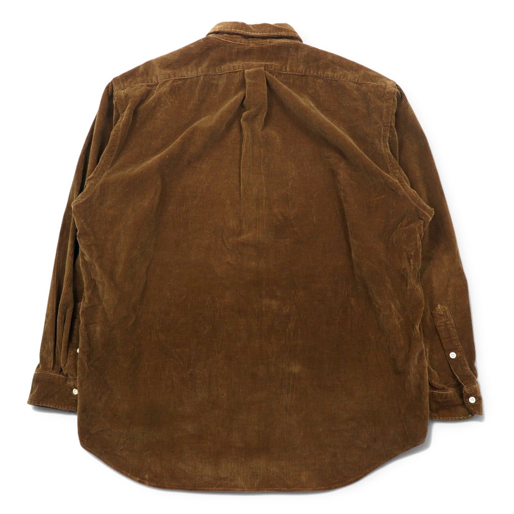 Ralph Lauren anni '90 camicia button-down oversize in velluto a coste XL marrone, ricamo pony piccolo in cotone