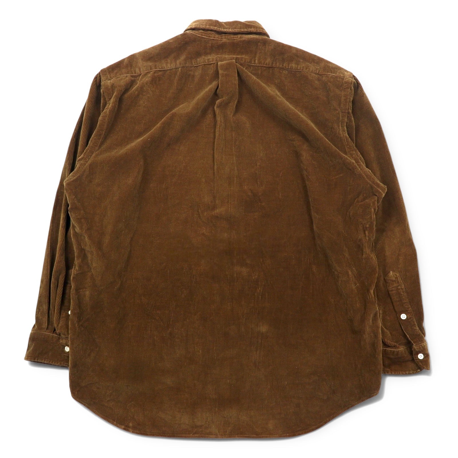 Ralph Lauren anni '90 camicia button-down oversize in velluto a coste XL marrone, ricamo pony piccolo in cotone