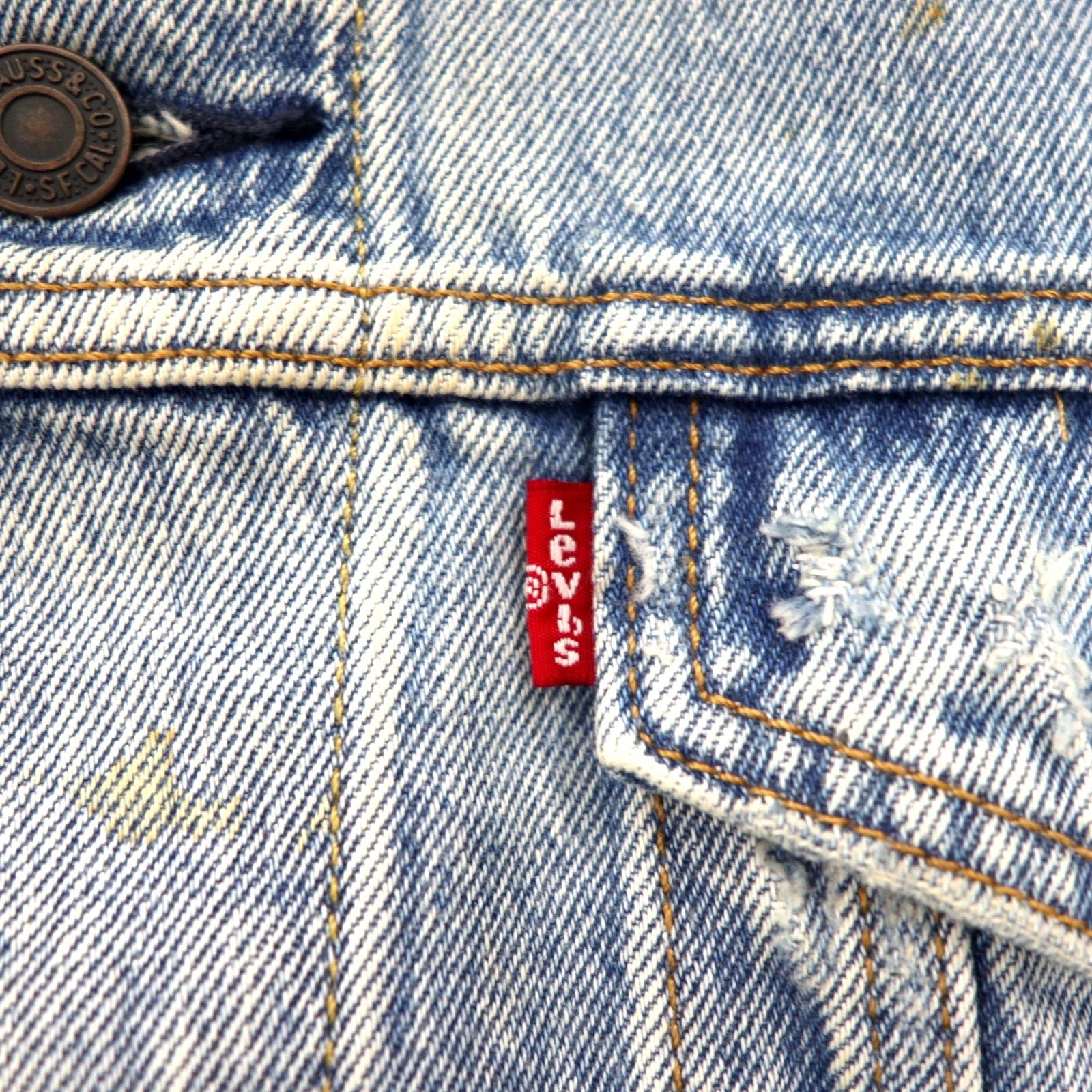 Giacca di jeans Levi's con effetto distressed, tipo 4th, giubbotto trucker, taglia L, colore indaco/blu