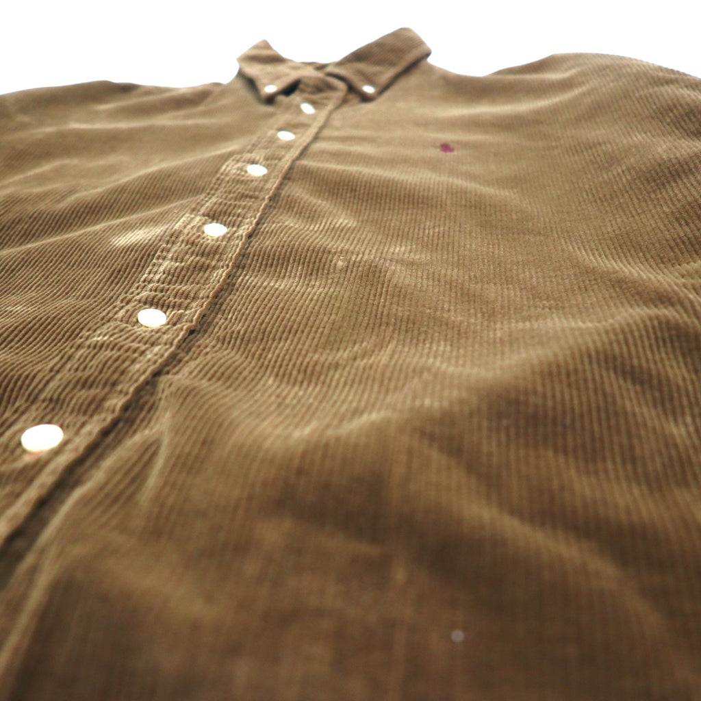 Ralph Lauren anni '90 camicia button-down oversize in velluto a coste XL marrone, ricamo pony piccolo in cotone