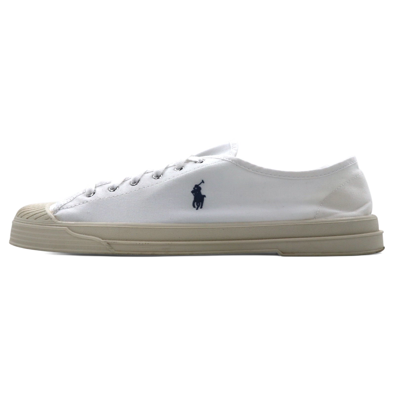 Polo Ralph Lauren, sneaker in tela con puntale essence 100 canvas cap-toe sneaker, 28cm, bianca, con ricamo piccolo pony