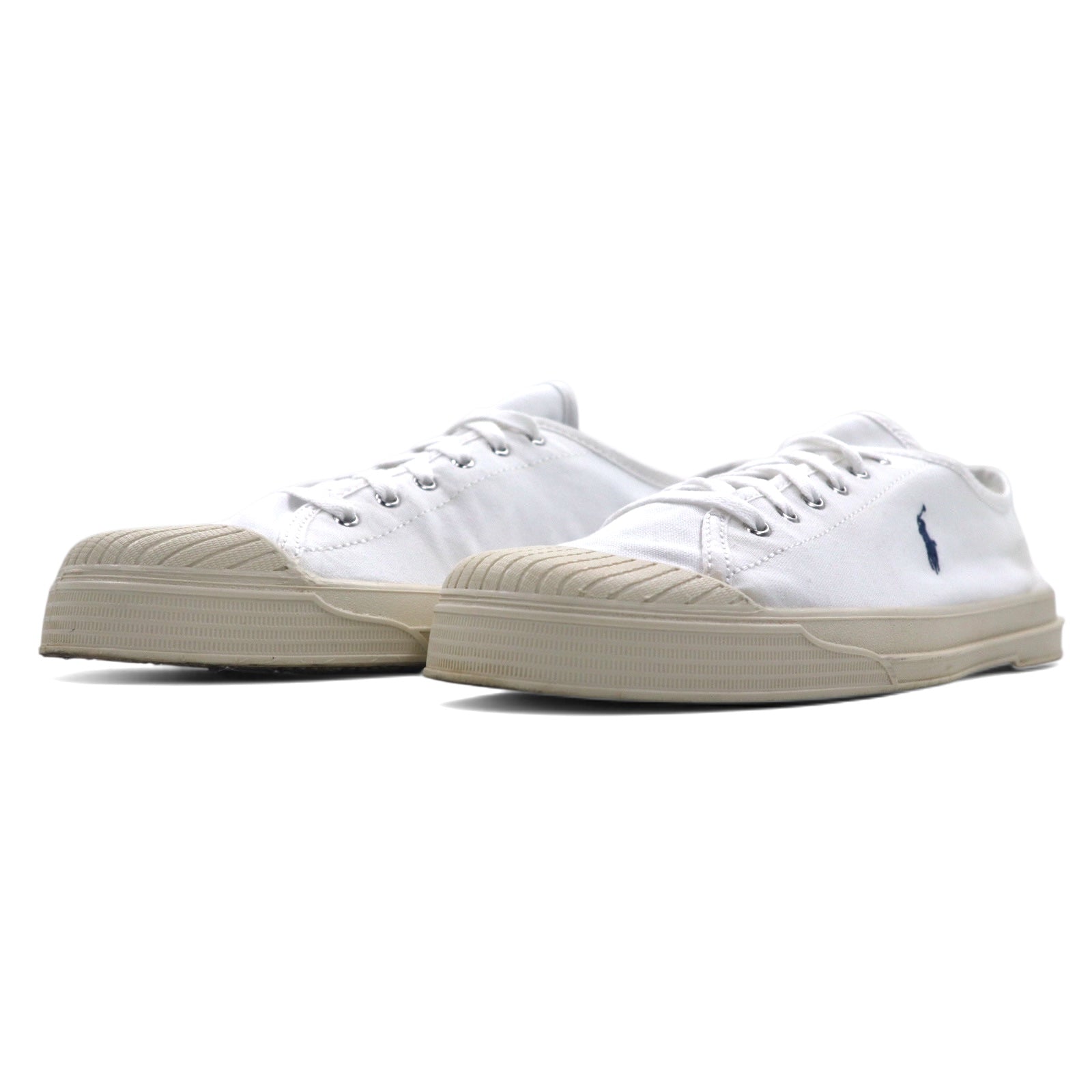 Polo Ralph Lauren, sneaker in tela con puntale essence 100 canvas cap-toe sneaker, 28cm, bianca, con ricamo piccolo pony