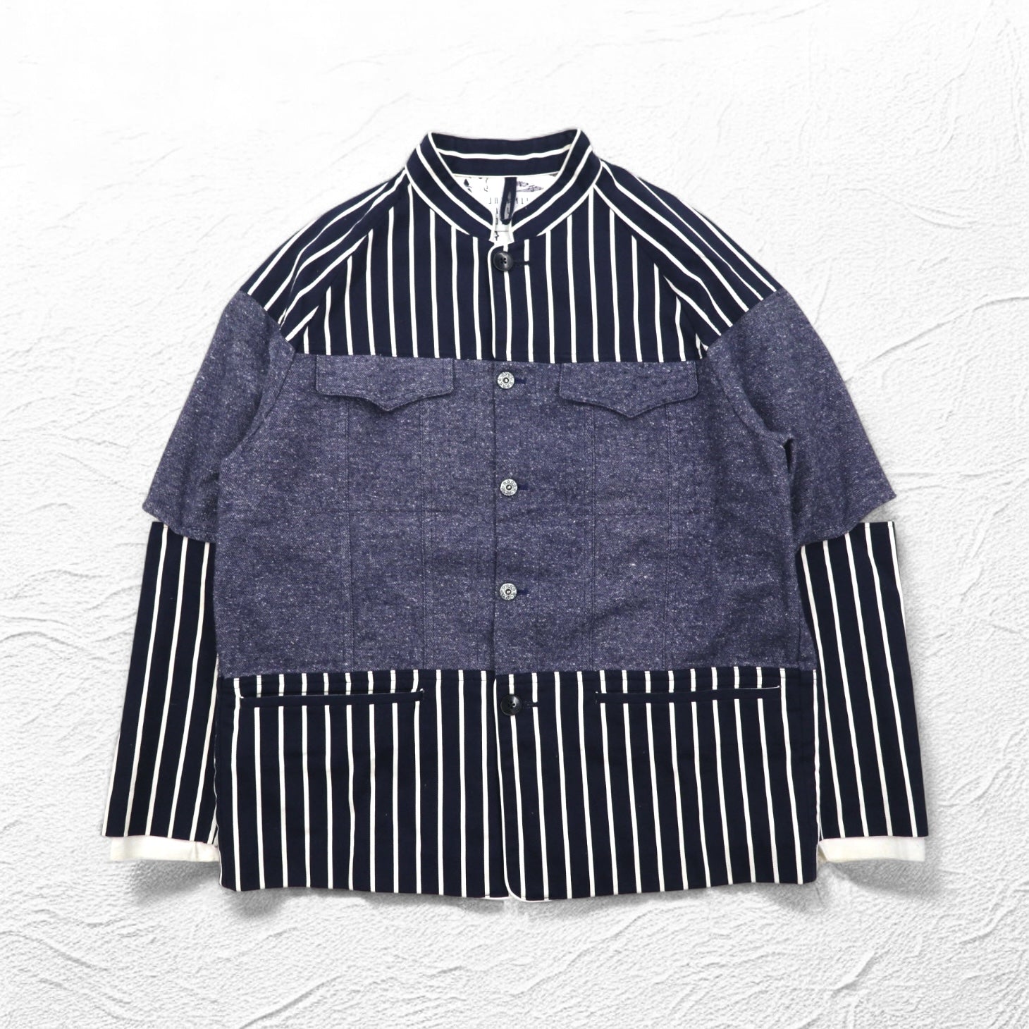 JUVENILE HALL ROLL CALL Camicia Giacca FREE Blu Marino A Righe Made in Japan