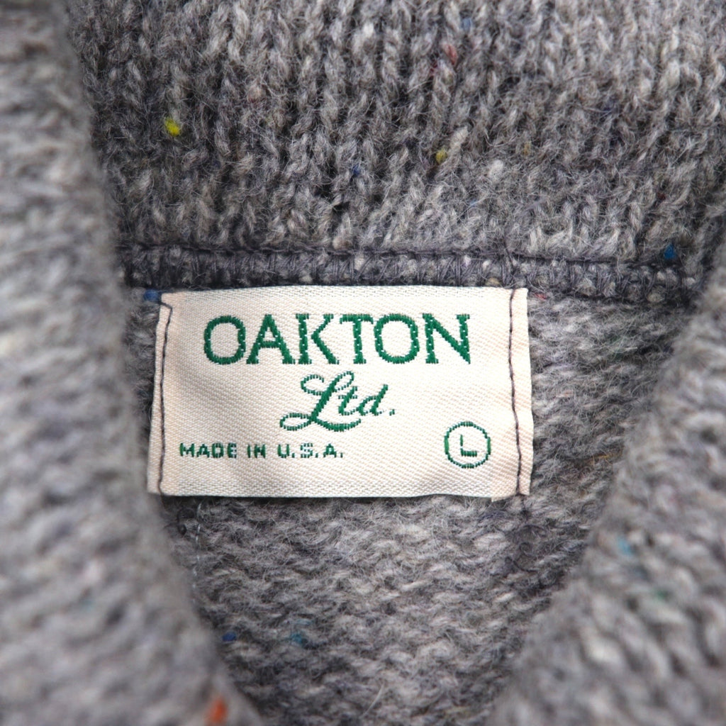 Sears 90年代 USA製 ショールカラー ニット セーター L グレー ウール 未使用品 デッドストック OAKTON