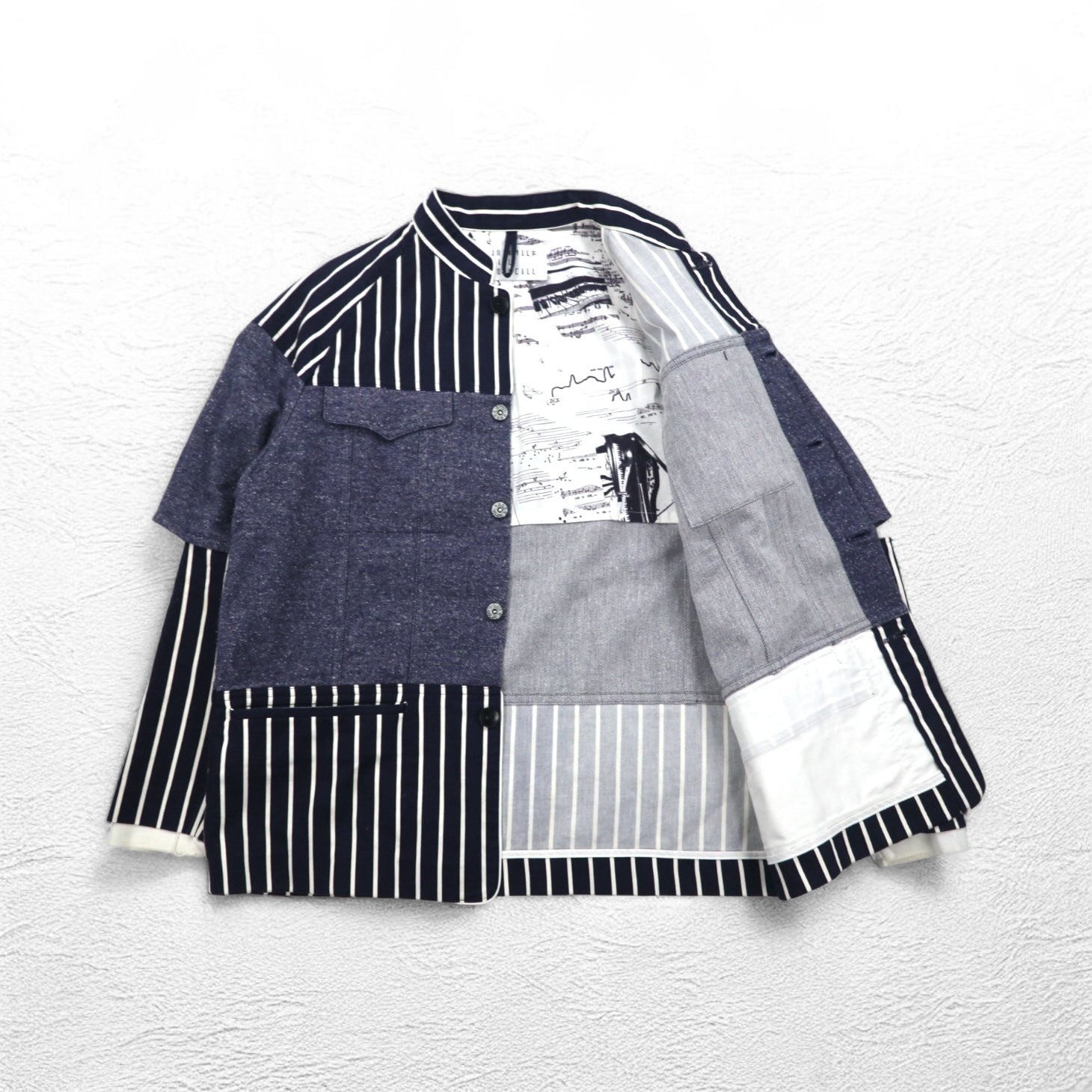 JUVENILE HALL ROLL CALL Camicia Giacca FREE Blu Marino A Righe Made in Japan