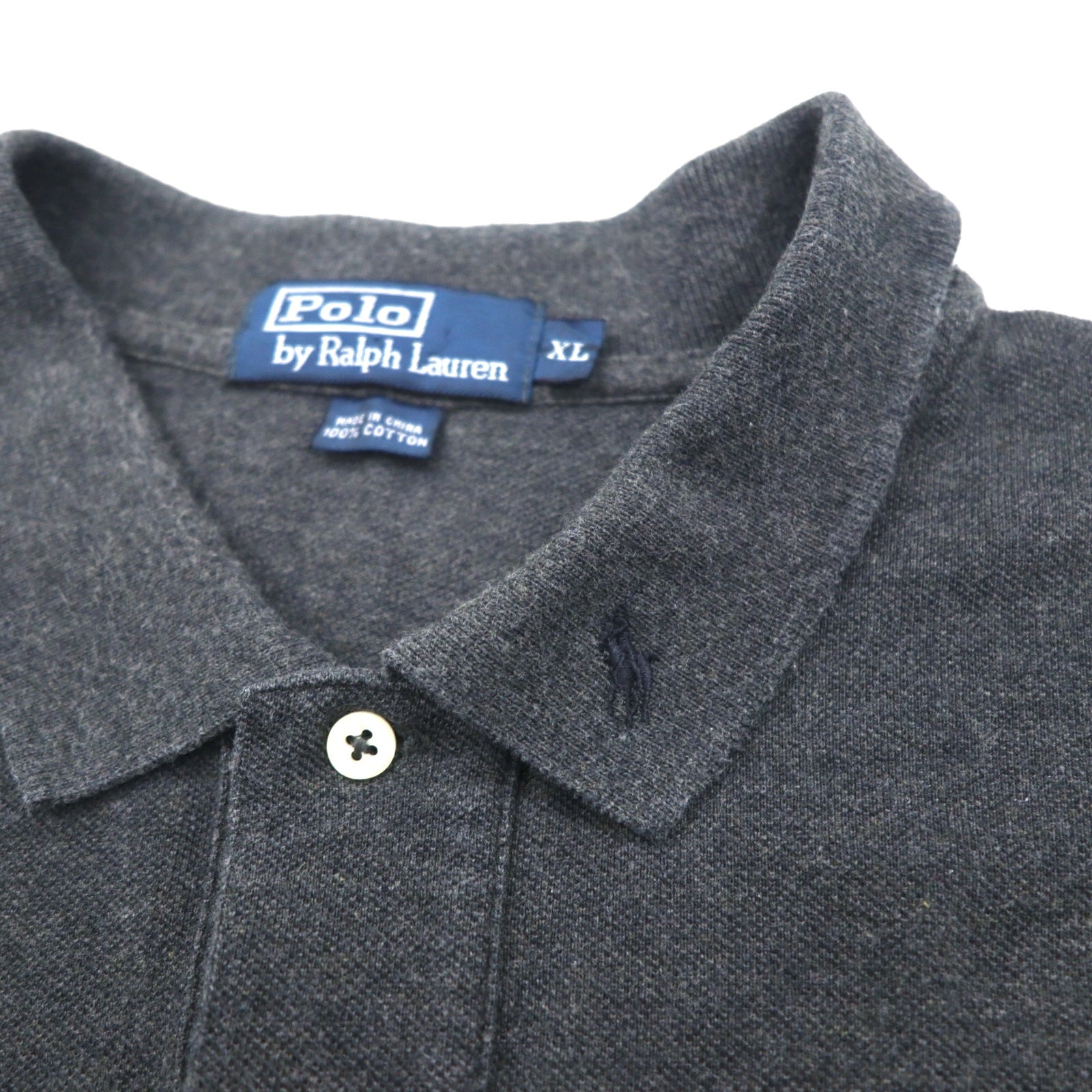 Polo Ralph Lauren 90年代 ビッグサイズ 長袖ポロシャツ ラガーシャツ XL グレー 鹿の子 スモールポニー刺繡