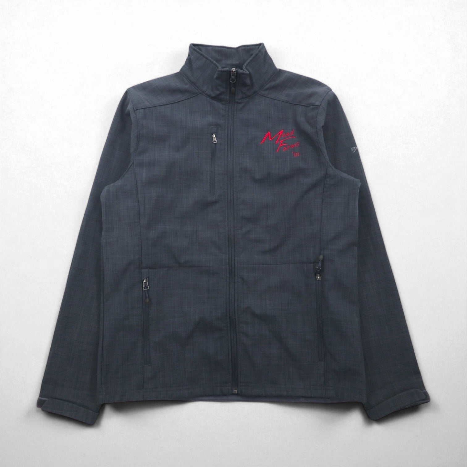 Eddie Bauer フリースライニング ソフトシェルジャケット M グレー アメリカ企業 ワンポイント刺繡
