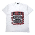 FRUIT OF THE LOOM Prodotto negli Stati Uniti Anni '90 T-shirt stampata L Bianco Cotone CROSS COUNTRY