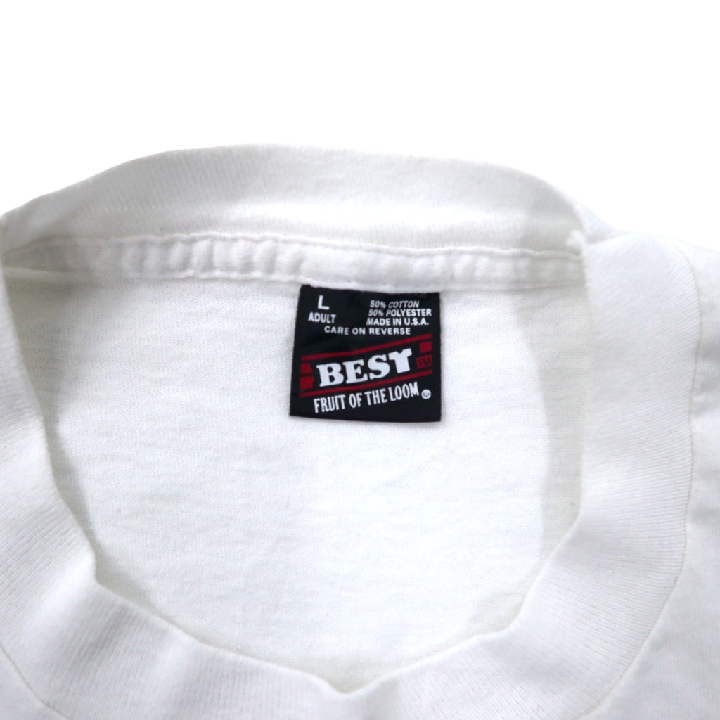 FRUIT OF THE LOOM Prodotto negli Stati Uniti Anni '90 T-shirt stampata L Bianco Cotone CROSS COUNTRY