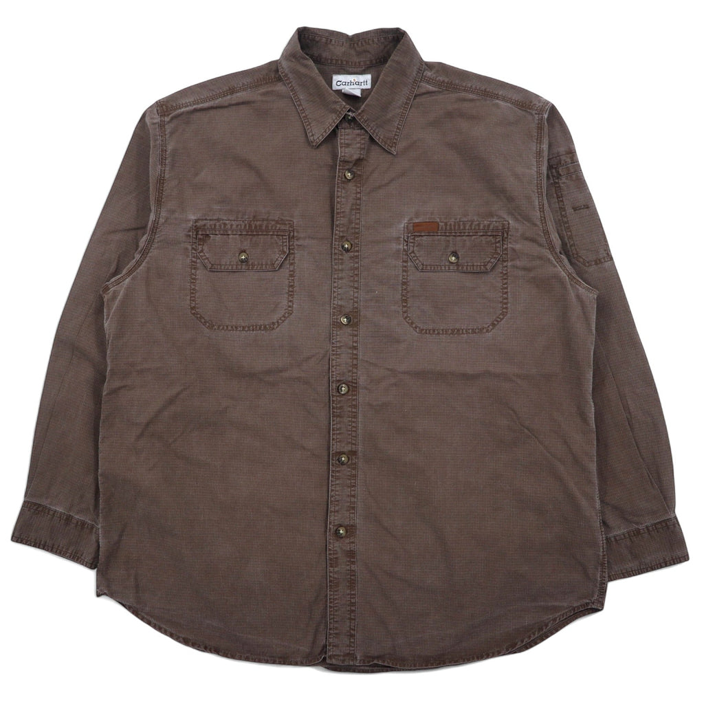 Carhartt anni 2000 camicia da lavoro ripstop XL marrone cotone S143MCH
