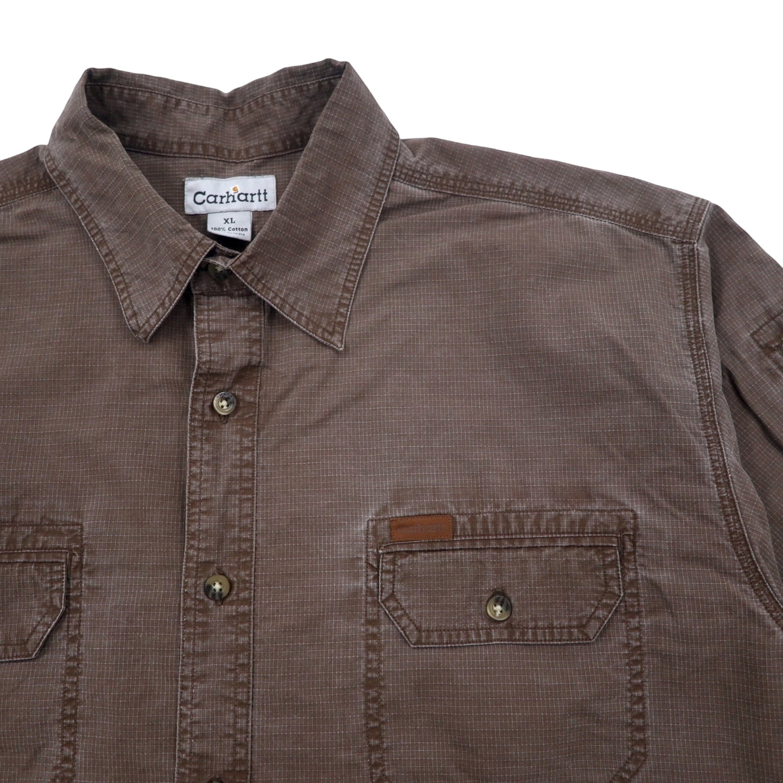 Carhartt anni 2000 camicia da lavoro ripstop XL marrone cotone S143MCH