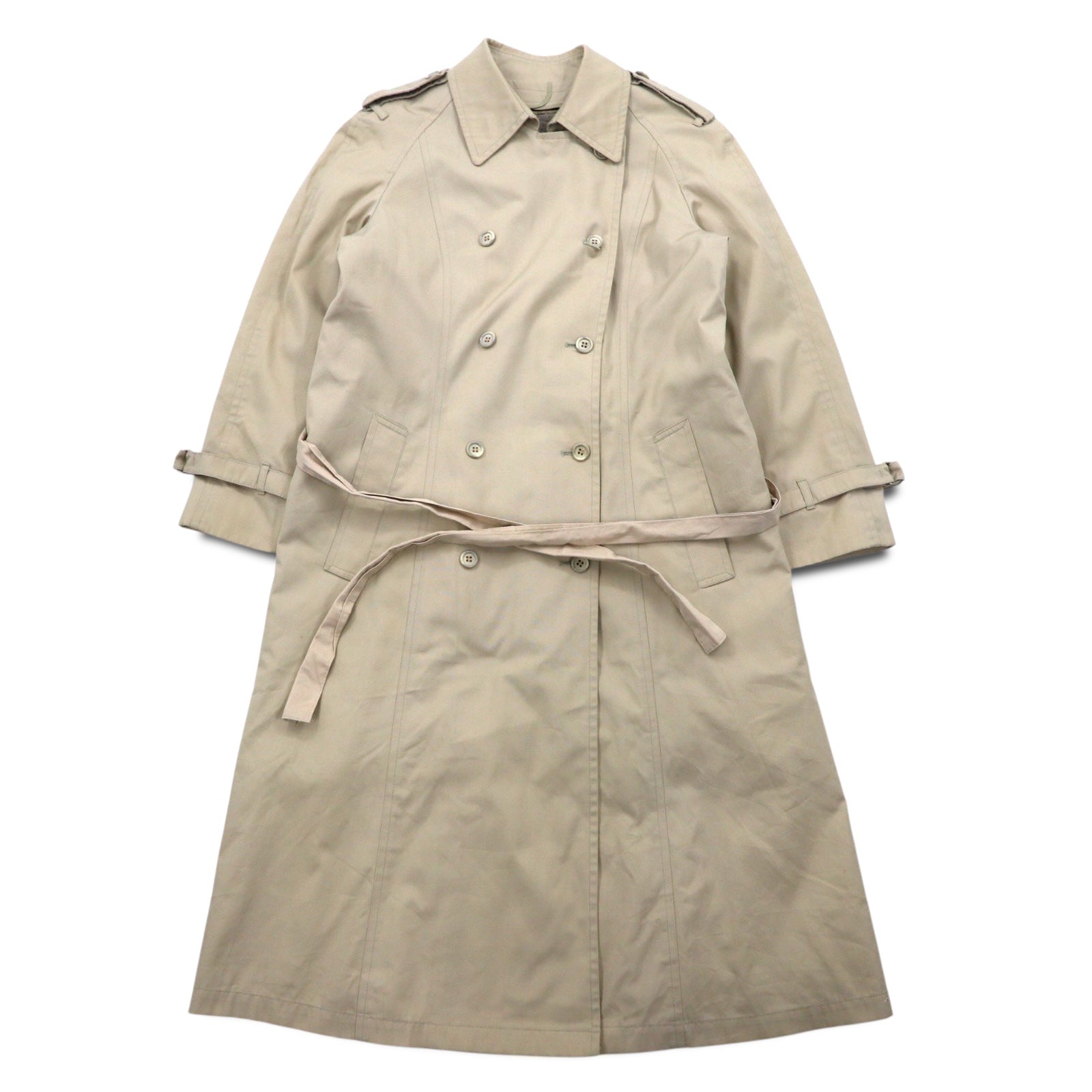 LONDON FOG anni '90 MAINCOATS trench doppiopetto taglia L beige con fodera in pelliccia sintetica removibile e cintura