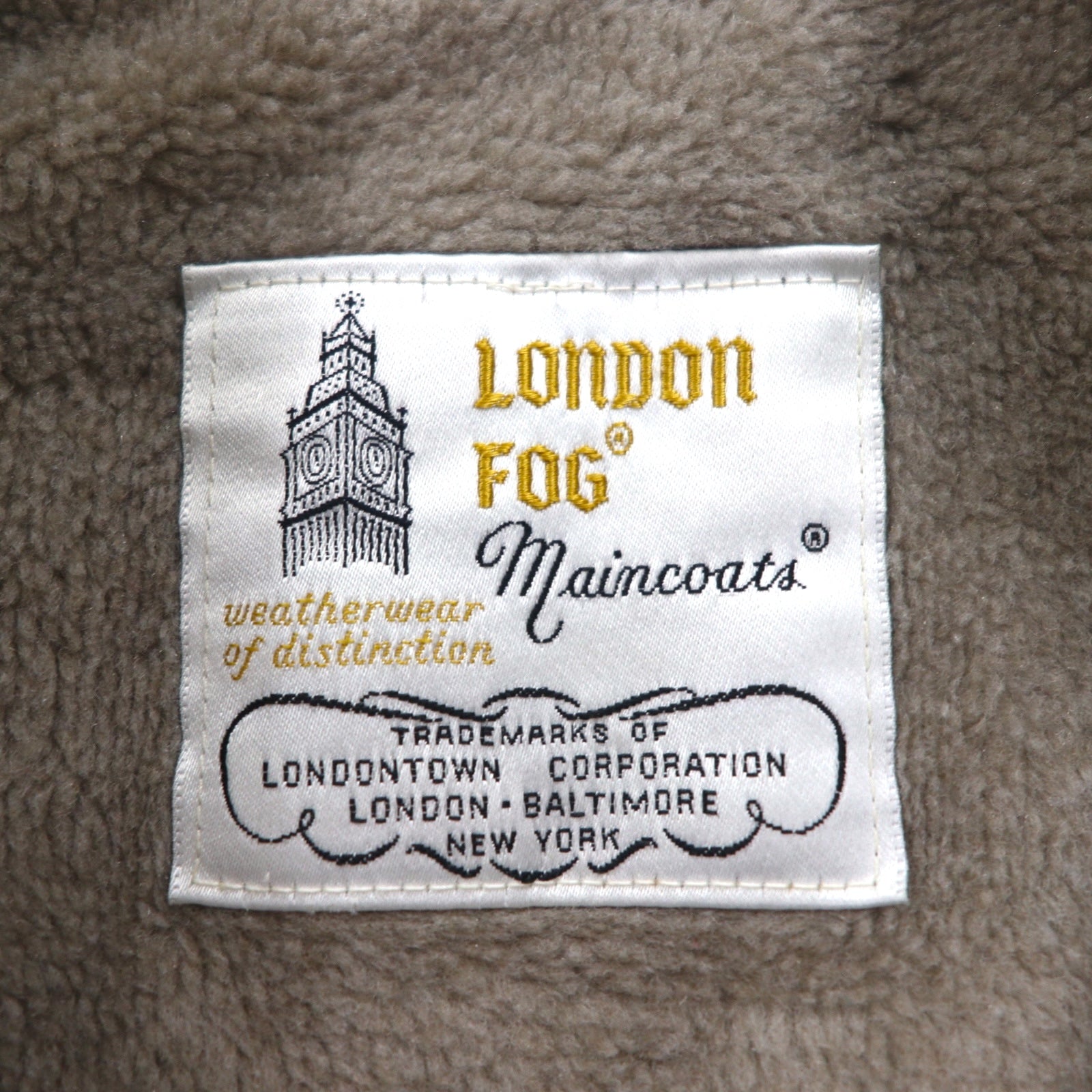 LONDON FOG anni '90 MAINCOATS trench doppiopetto taglia L beige con fodera in pelliccia sintetica removibile e cintura