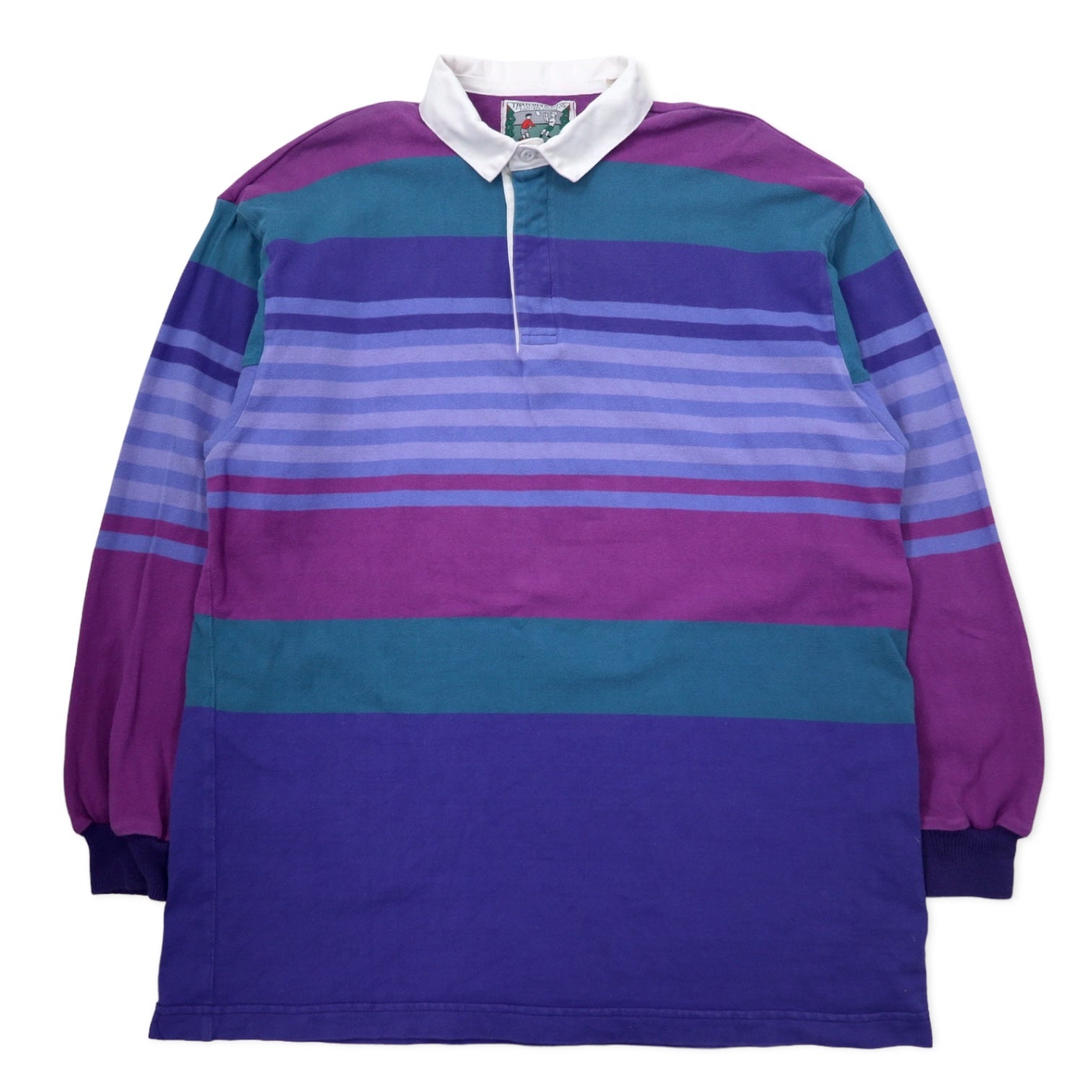 THATCHER & CROSS USA 90s maglietta rugby a righe multicolori XL viola cotone