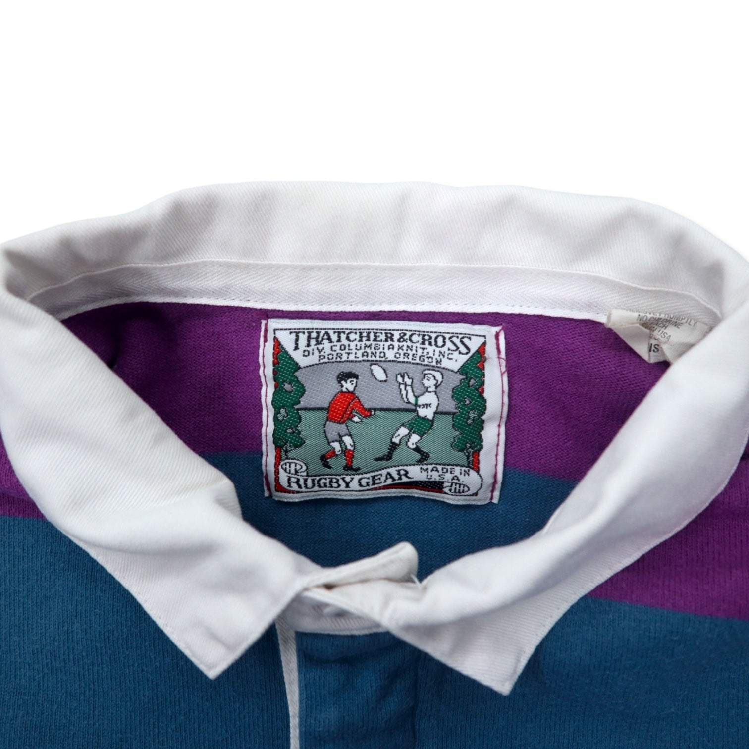 THATCHER & CROSS USA 90s maglietta rugby a righe multicolori XL viola cotone