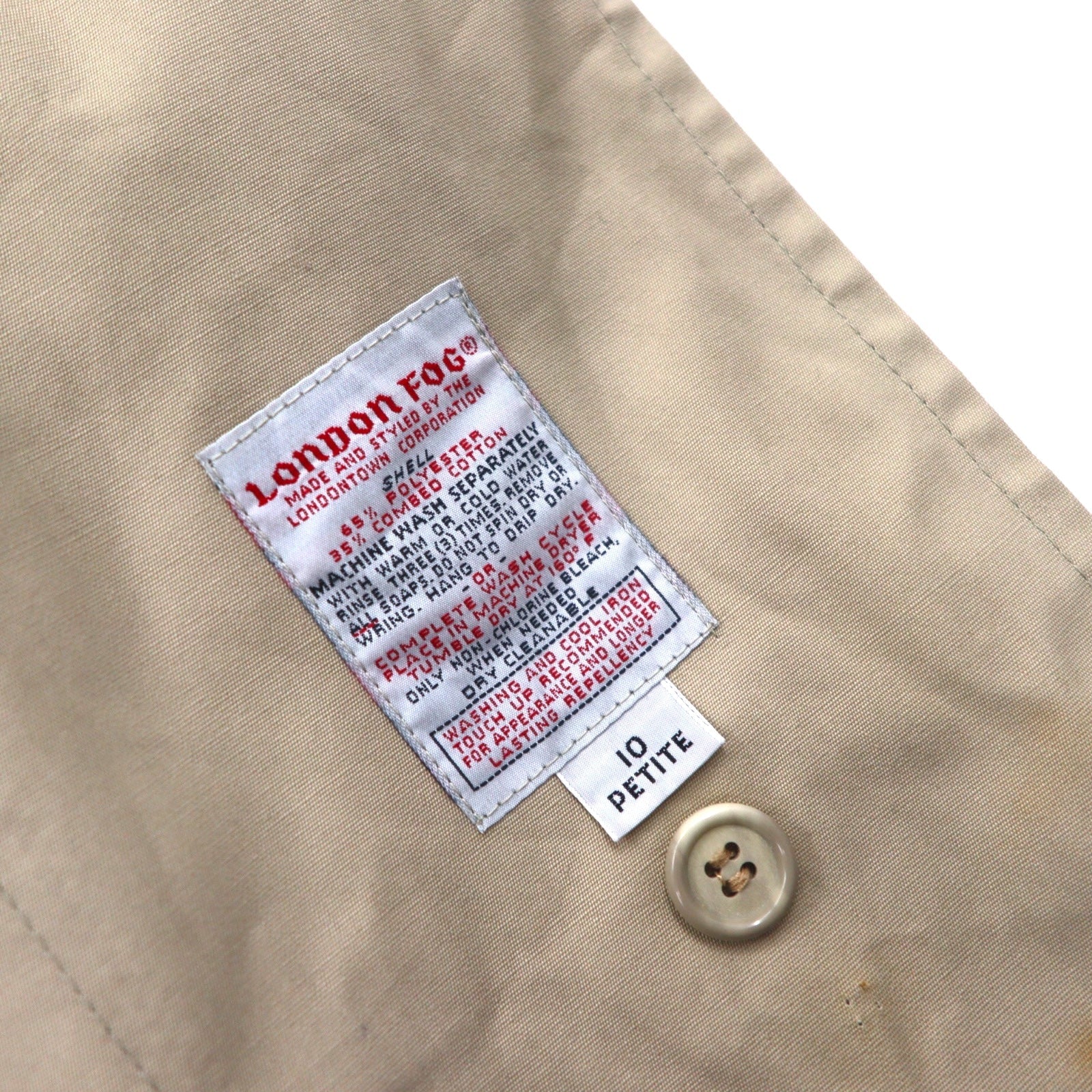 LONDON FOG anni '90 MAINCOATS trench doppiopetto taglia L beige con fodera in pelliccia sintetica removibile e cintura