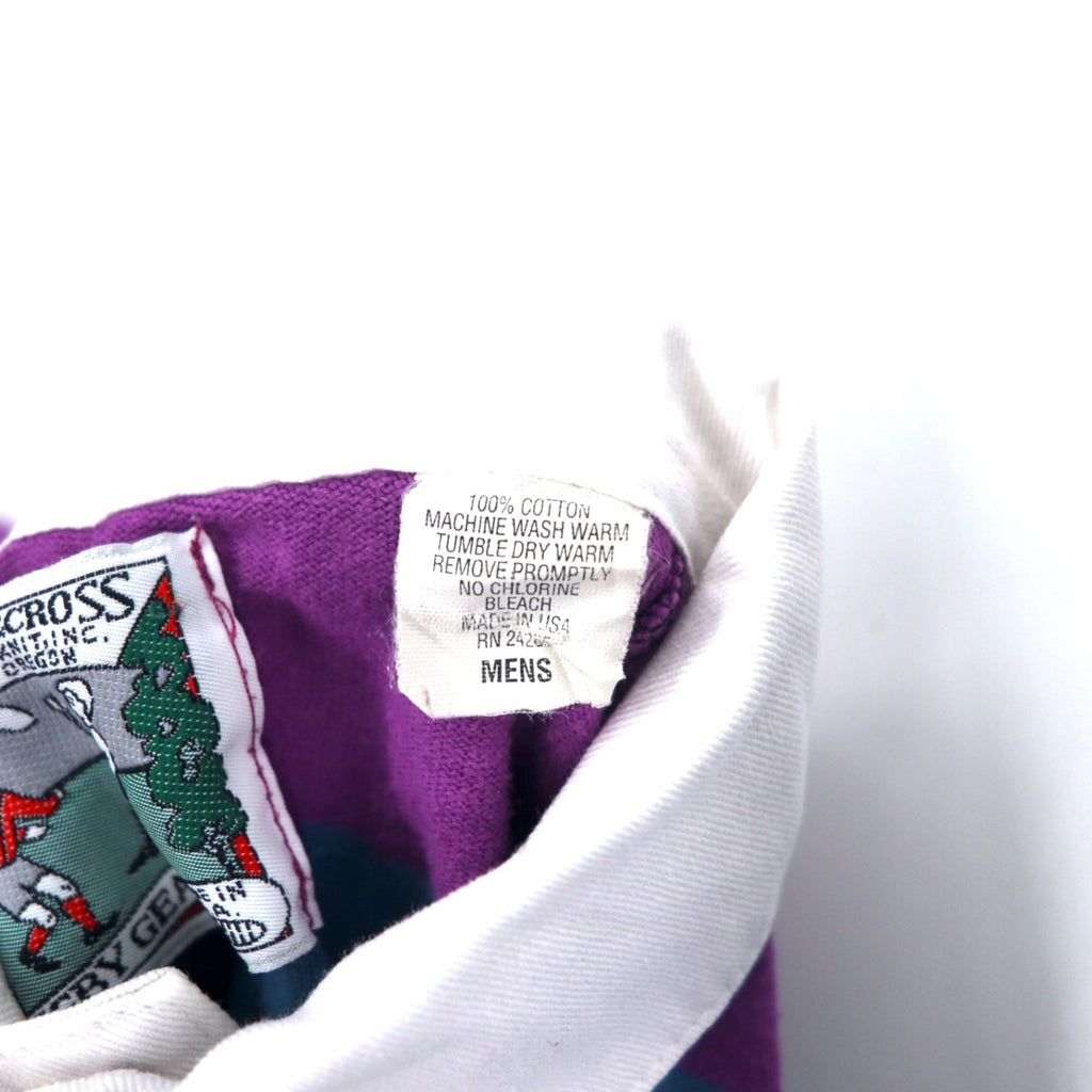 THATCHER & CROSS USA 90s maglietta rugby a righe multicolori XL viola cotone