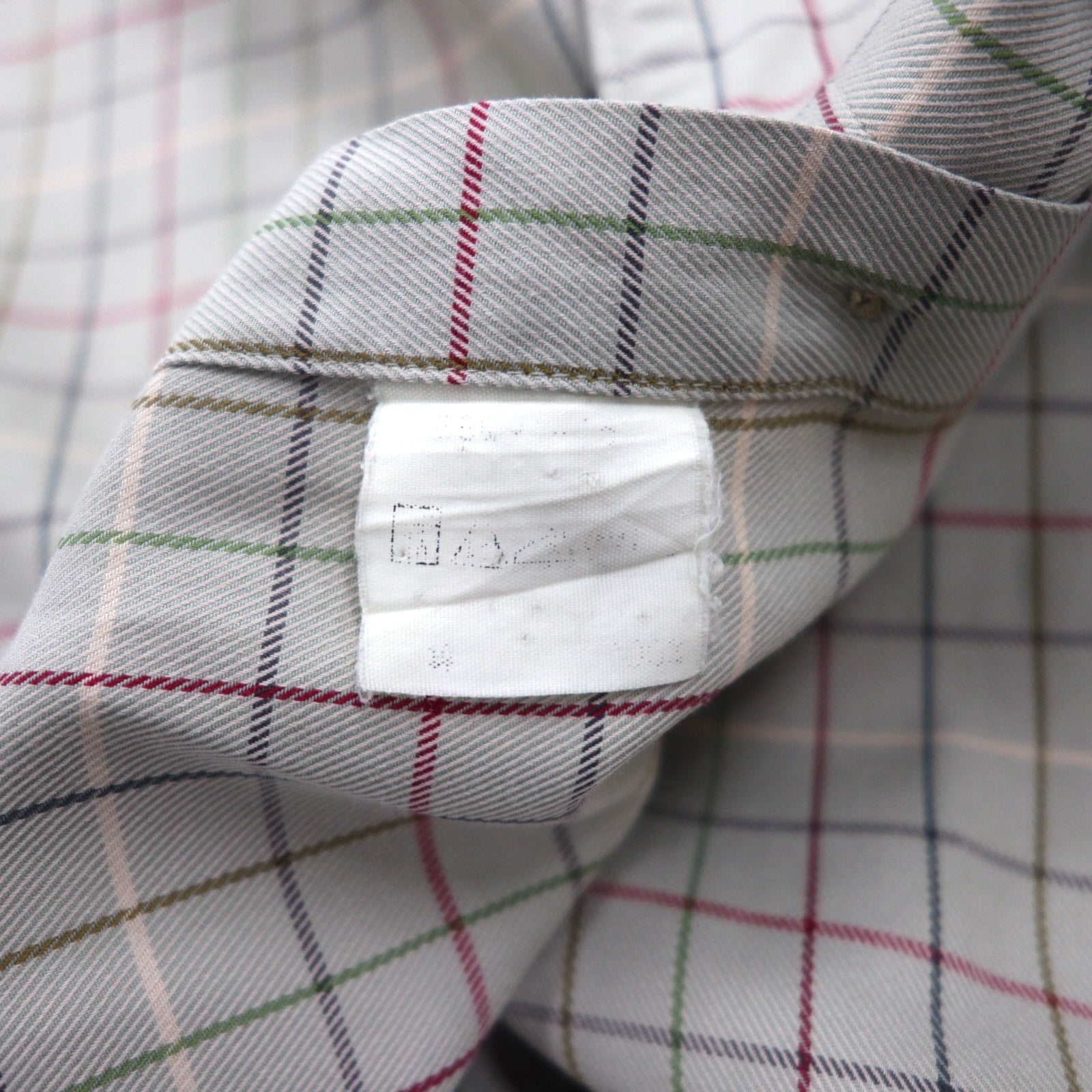 BURBERRY 90年代 長袖シャツ M ベージュ コットン チェック 胸ポケット ワンポイントロゴ 刺繍