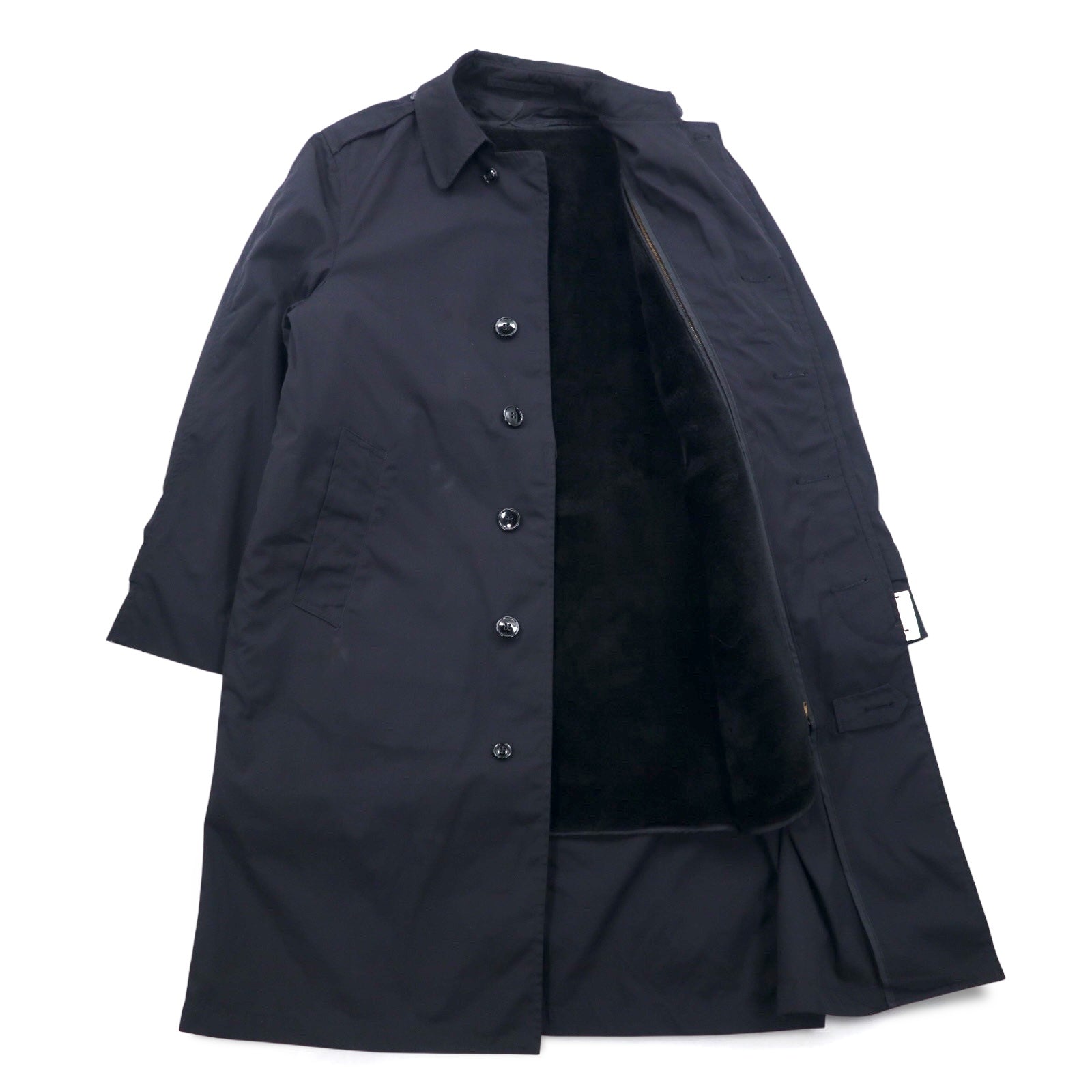 US NAVY Esercito americano anni '80 Cappotto per tutte le stagioni, spolverino, taglia L, nero, impermeabile, fodera rimovibile, militare 8405-01-220-2547 CENTRE MFG.