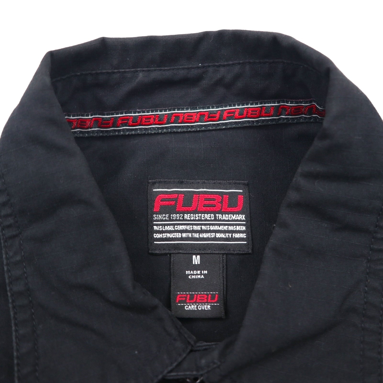 FUBU 00年代 リップストップ フィールドシャツ M ブラック ダブルポケット ユーティリティシャツ