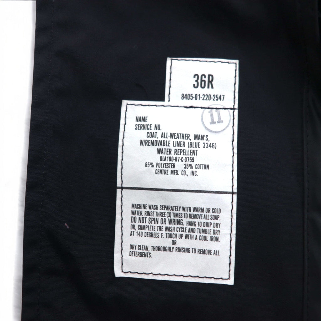 US NAVY Esercito americano anni '80 Cappotto per tutte le stagioni, spolverino, taglia L, nero, impermeabile, fodera rimovibile, militare 8405-01-220-2547 CENTRE MFG.