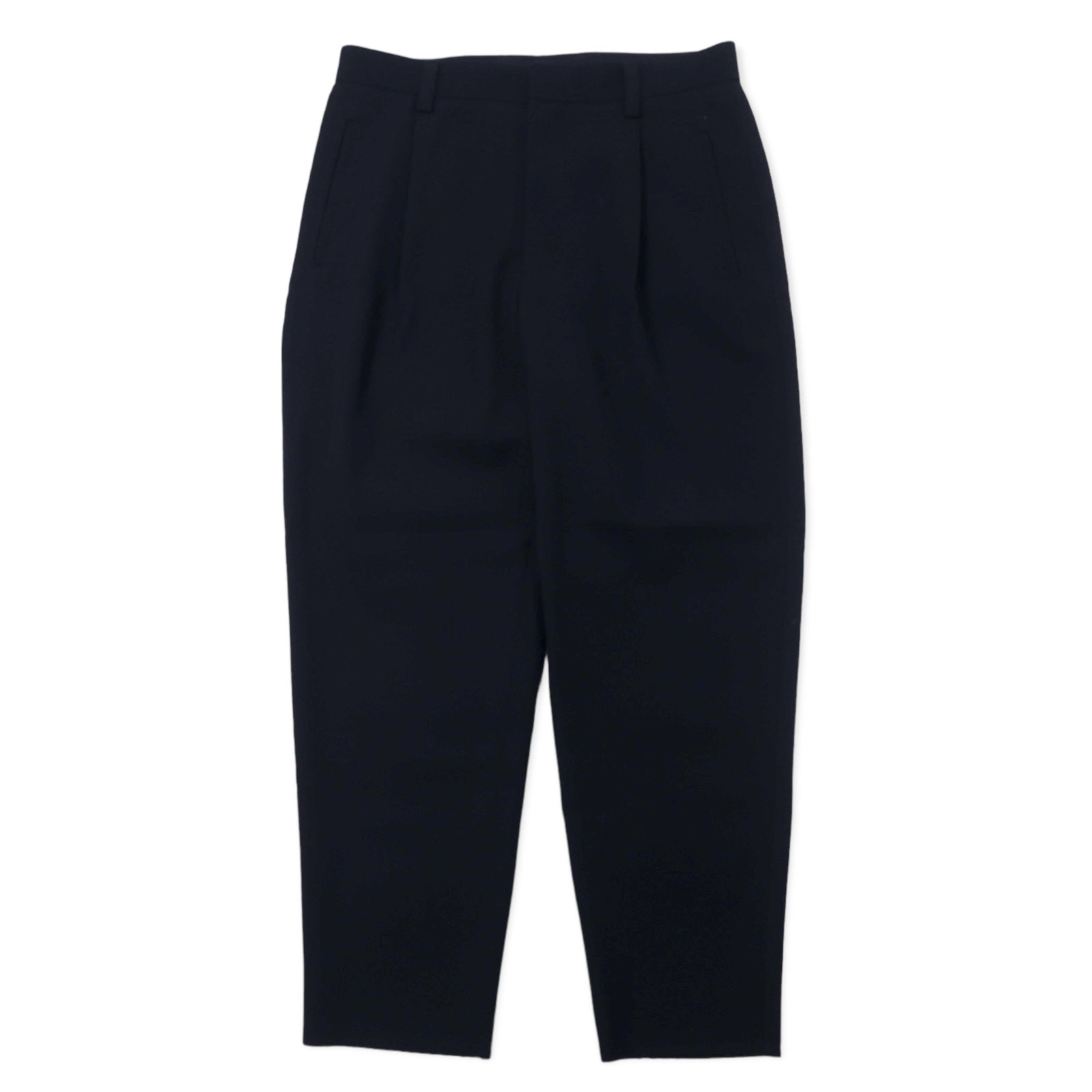 Kemit Pantaloni in lana con pieghe, modello affusolato, 48, blu navy, gabardine di lana, 0301-0209, made in Japan