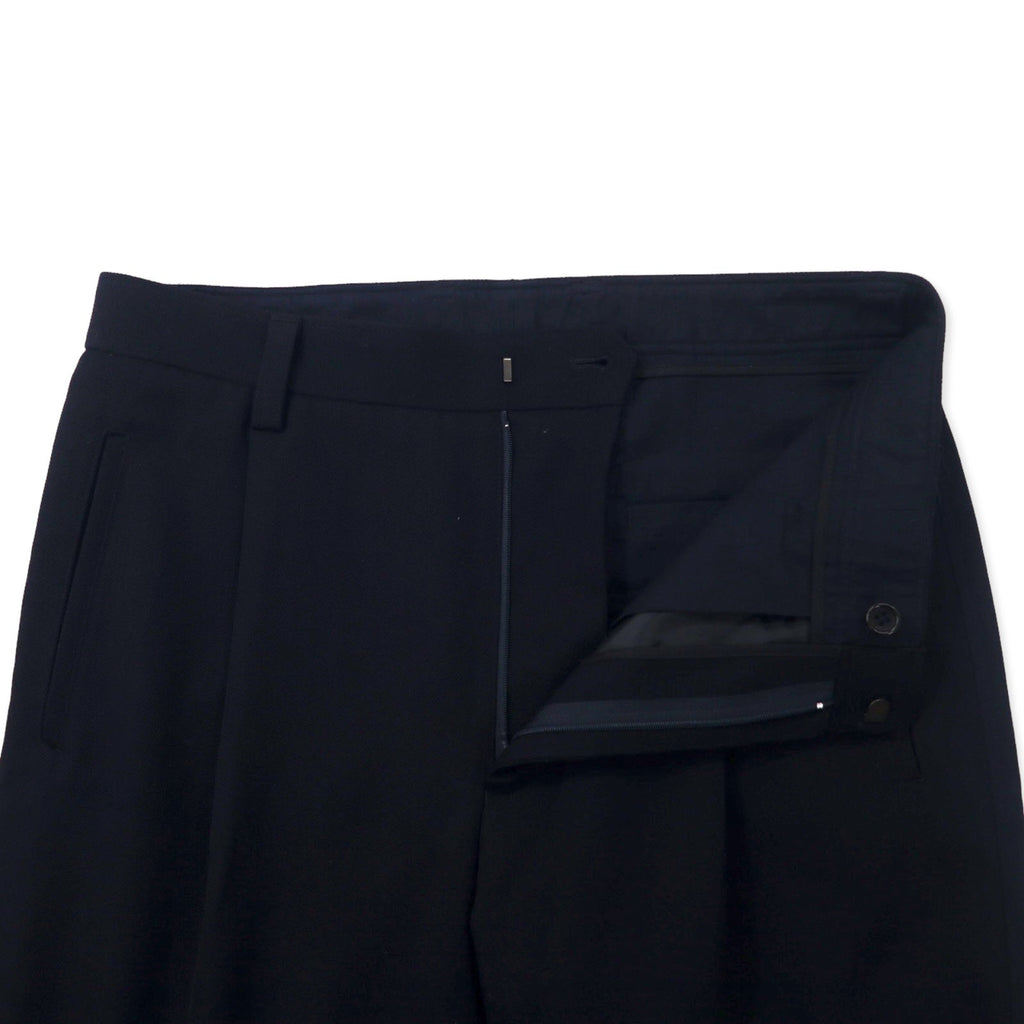 Kemit Pantaloni in lana con pieghe, modello affusolato, 48, blu navy, gabardine di lana, 0301-0209, made in Japan